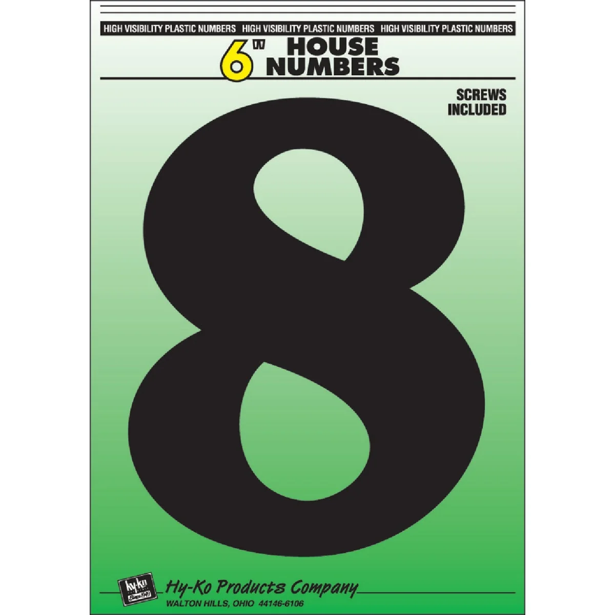 Convenient Hy-Ko 6 In. Black Gloss House Number Eight Trusted