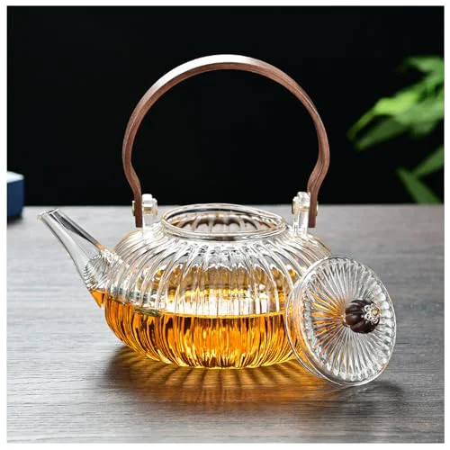 Fast Glass Teapot with Infuser Clear Glass Tea Kettle 30 oz Tea Pot for Stove Top Long-Lasting