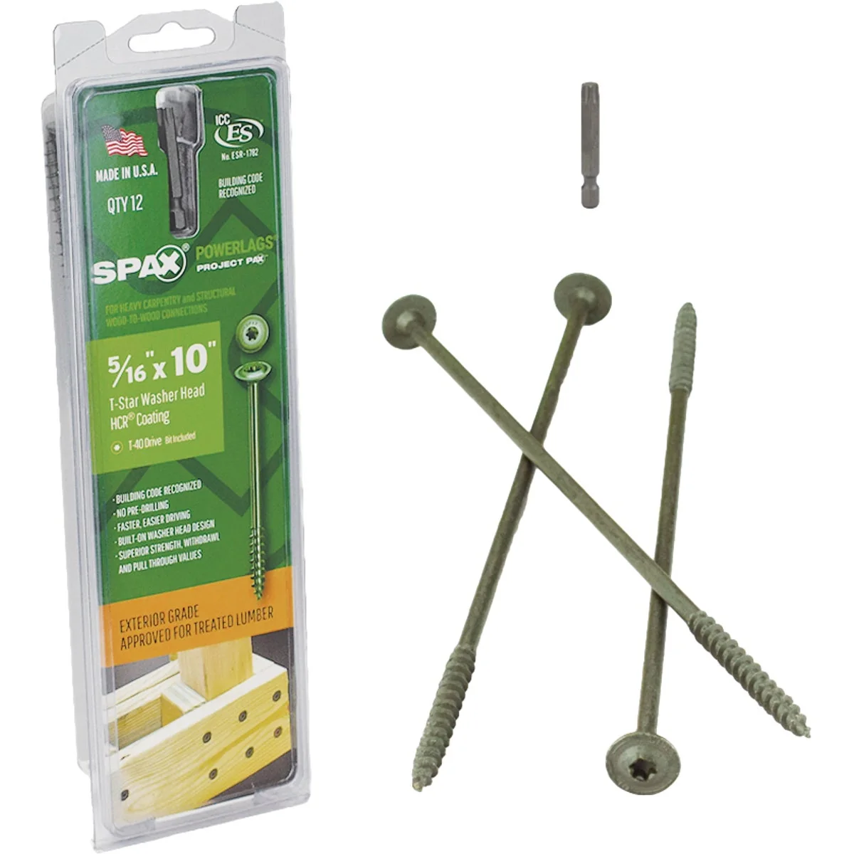 Sustainable Spax PowerLags 5 16 In. x 10 In. Washer Head Exterior Structure Screw 12 Ct. Original Design