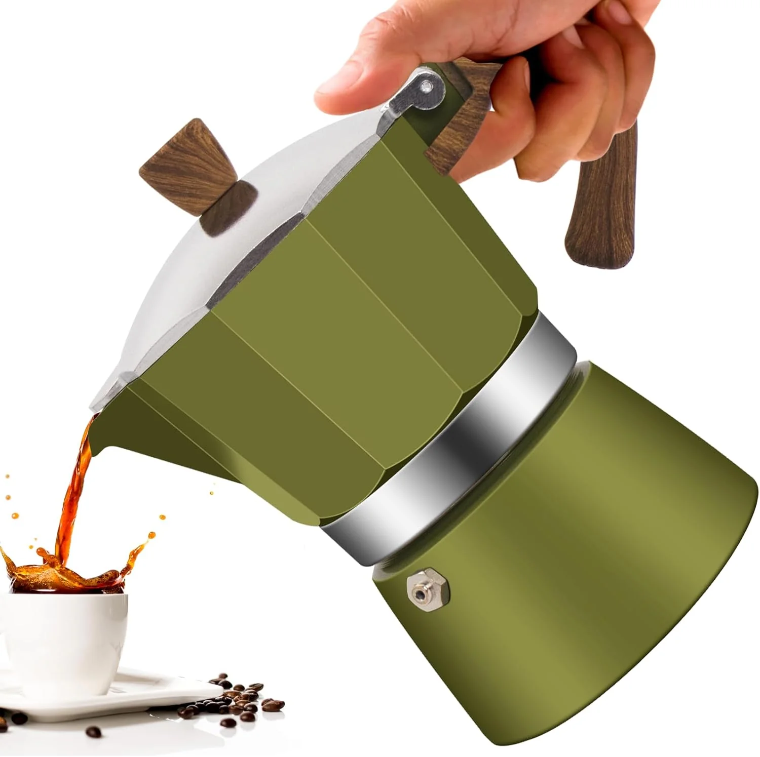 Innovative 6 Cup Aluminum Moka Pot Classic Stovetop Espresso Coffee Maker 300ml 10oz Coffeemaker Percolator Mocha Pot Greca Coffee Maker Cafe Makers for Italian and Cuban Café Brewing Green Selected