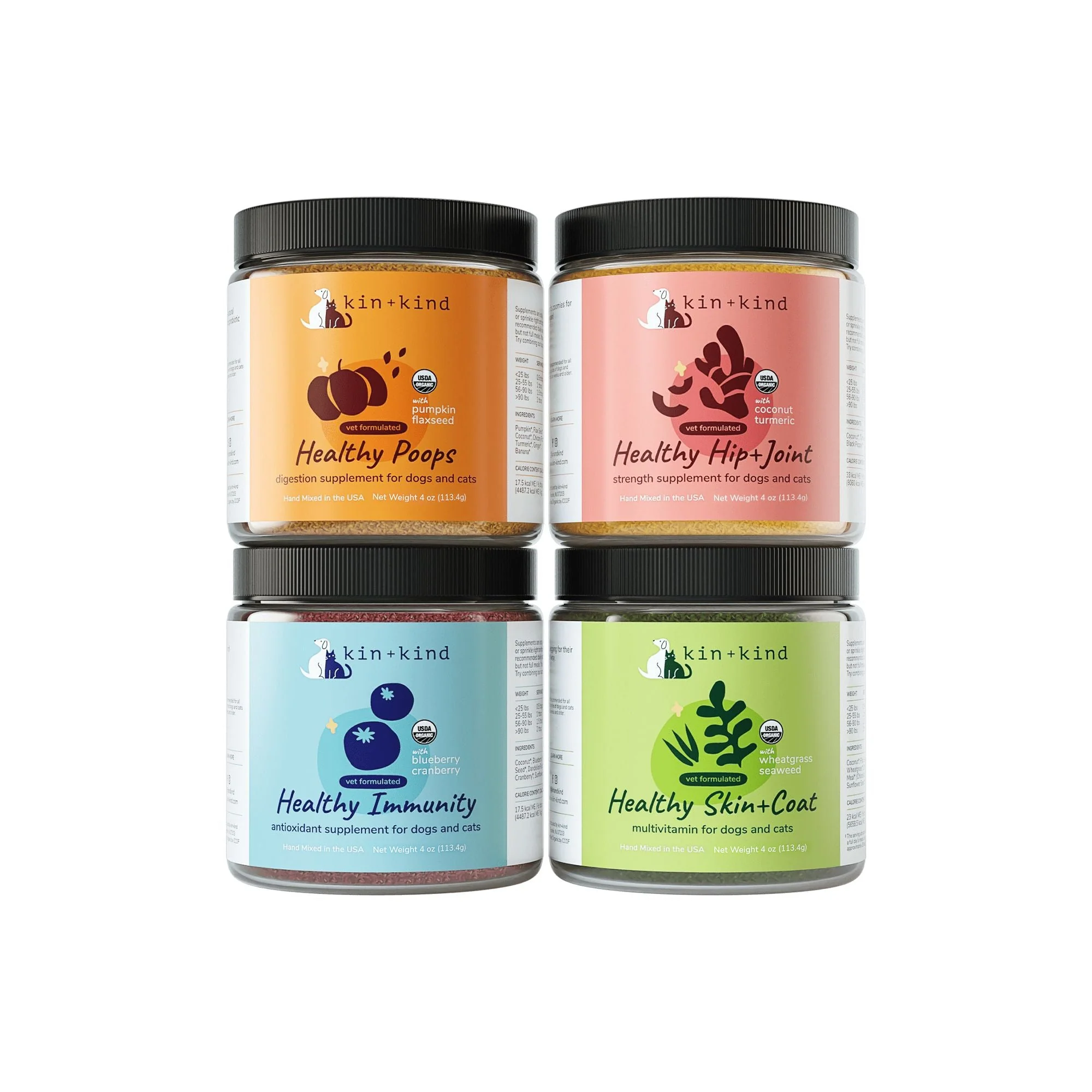 Next-Generation kin kind Superfood Supplement Set for Dogs and Cats Proven