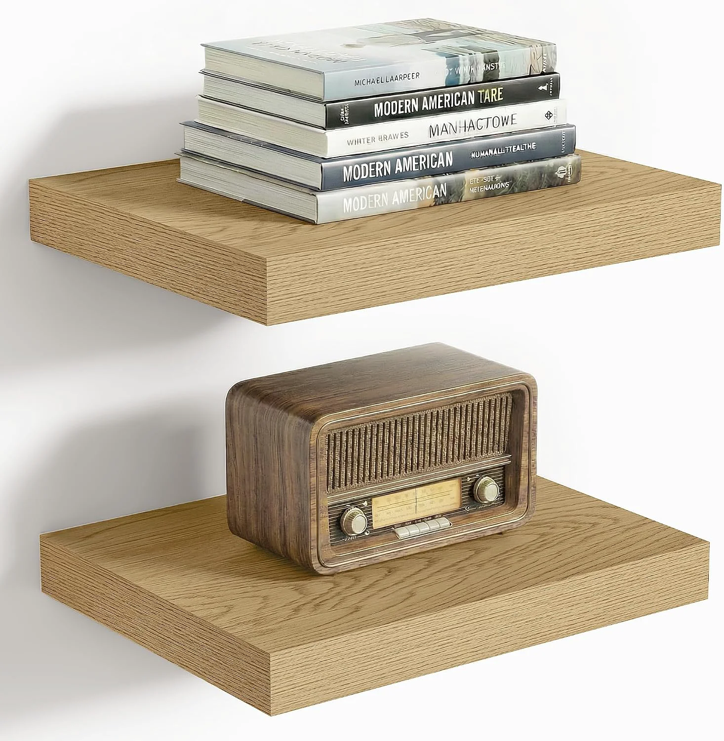 Green Vivelove 10x10 Inches Floating Shelves Wall Mounted Set of 2 Oak Original