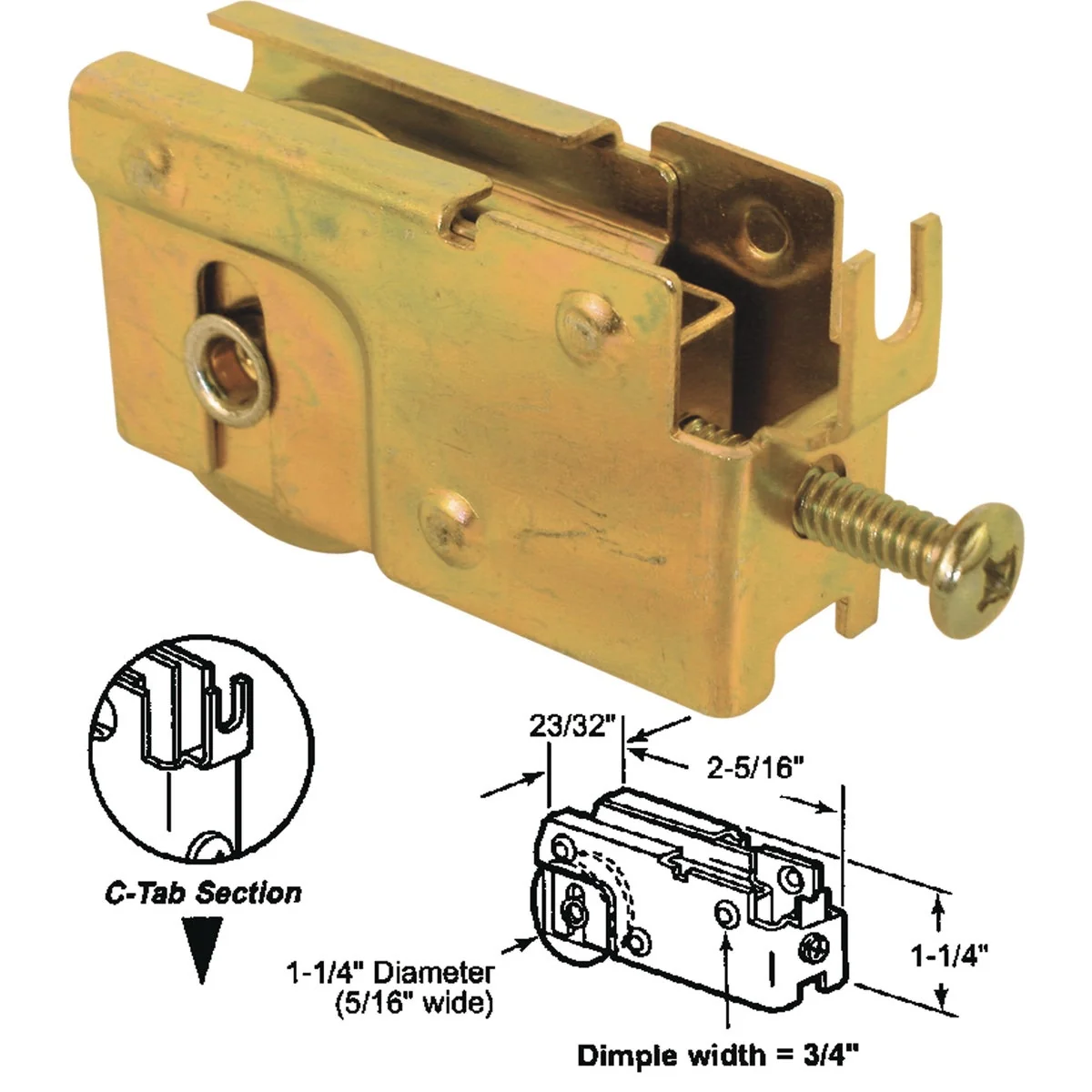 Stylish Prime-Line 1-1 4 In. Dia. x 23 32 In. W. x 2-5 16 In. L. Steel Ball Bearing Patio Door Roller with Adjustable Housing Assembly Responsible