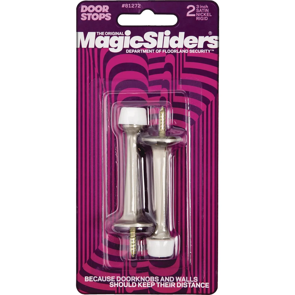 Functional Sliders 3 In. Satin Nickel Rigid Door Stop 2-Pack Expertly Made