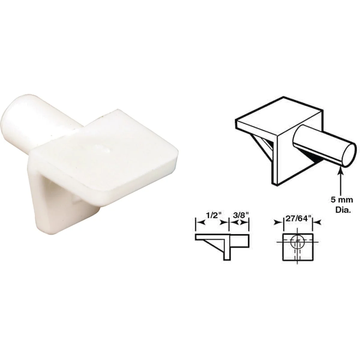 First-Class Prime-Line 5mm White Plastic Mini Shelf Support 8 Count Stylish