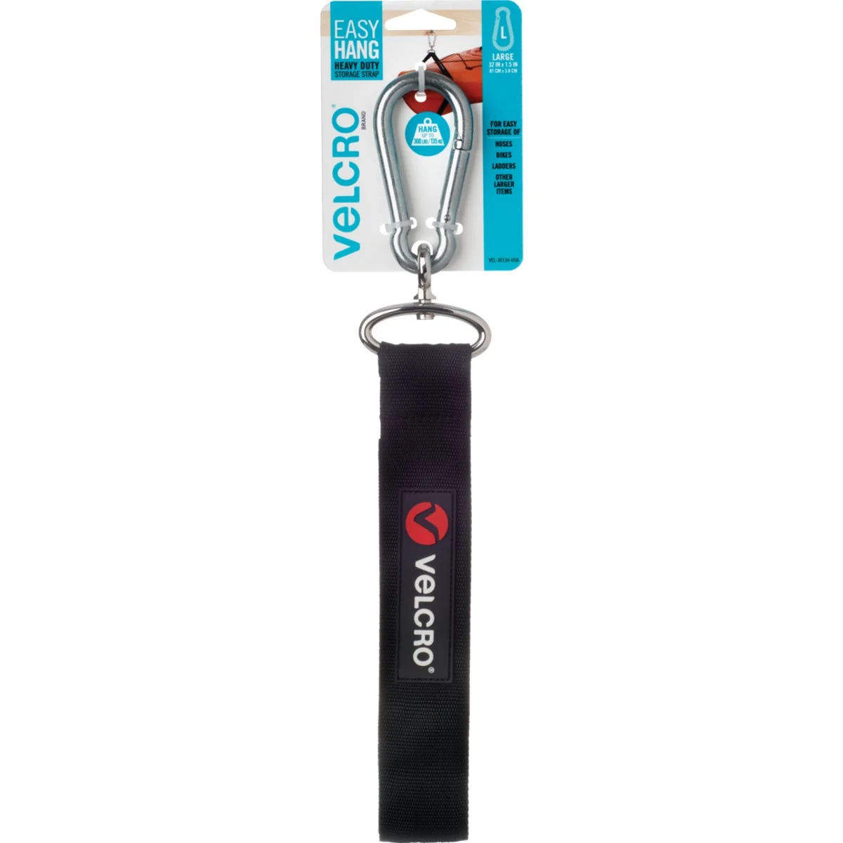 Next-Generation Velcro Brand Easy Hang 32 In. x 1-1 2 In. Black 300 Lb. Capacity Strap with Carabiner Recyclable