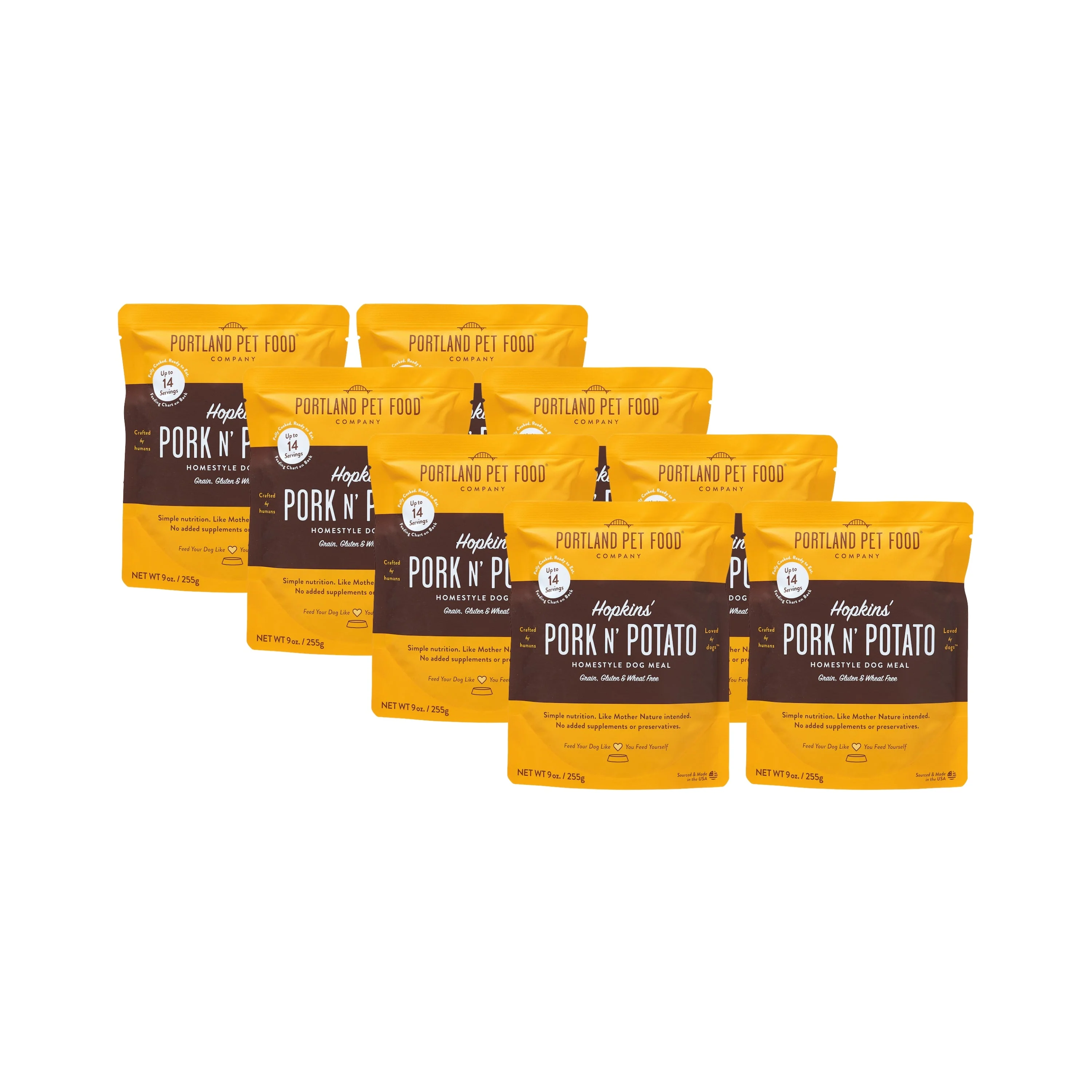 Green Portland Pet Food Company Hopkins' Pork N' Potato Human-Grade Dog Meal Mixer or Meal Topper 9 oz Pouches Functional