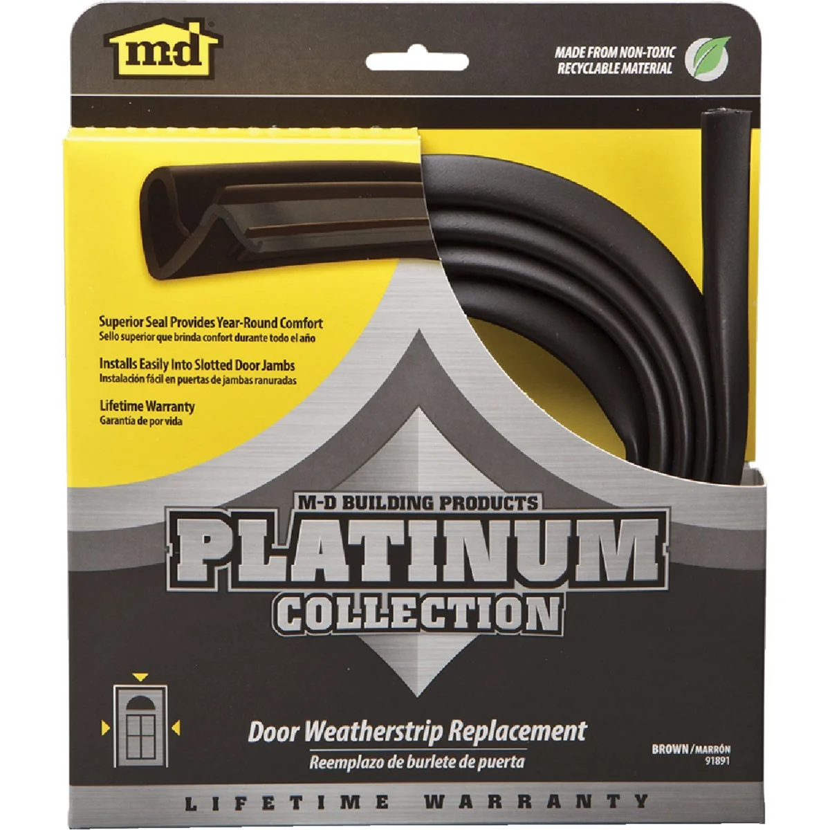 Solid M-D 84 Brown Door Jambs Weatherstrip Natural