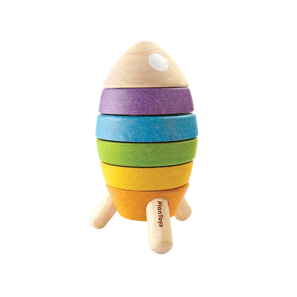 Consistent PlanToys Wooden Sorting and Stacking Rocket Enhanced