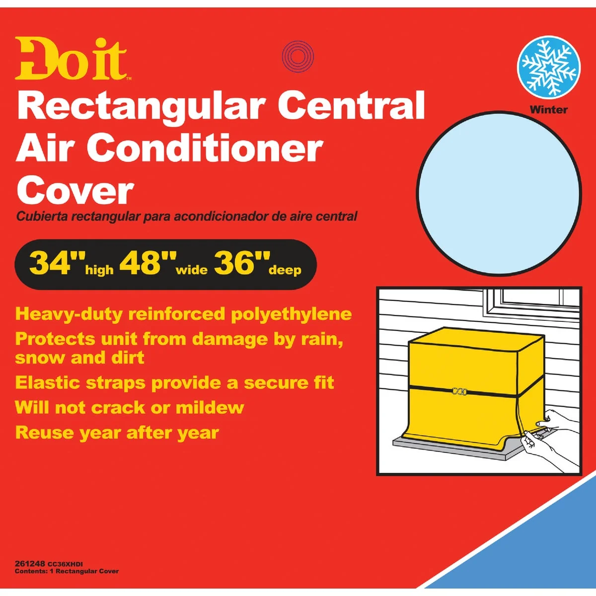 Consistent Do it 48 x 34 x 36 Gray Polyethylene 9 mil Rectangular Central Air Conditioner Cover High-End