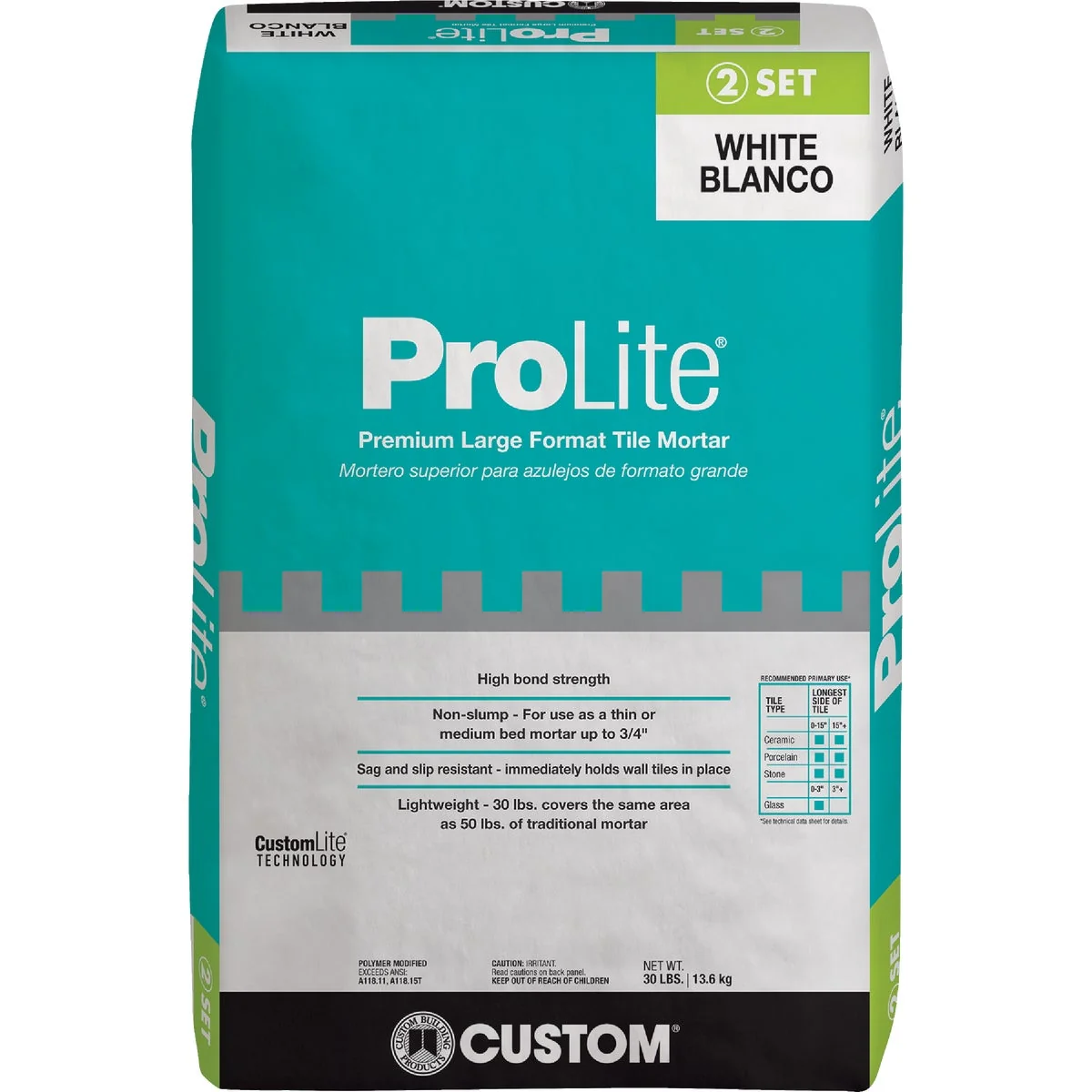 Natural Custom Building Products ProLite 30 Lb. White Tile Stone Mortar Dependable