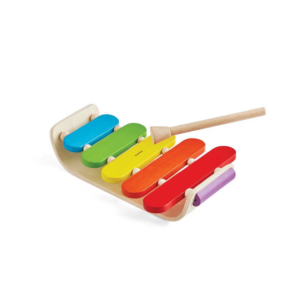 Expertly Made PlanToys Wooden Oval Xylophone for Toddlers Fast
