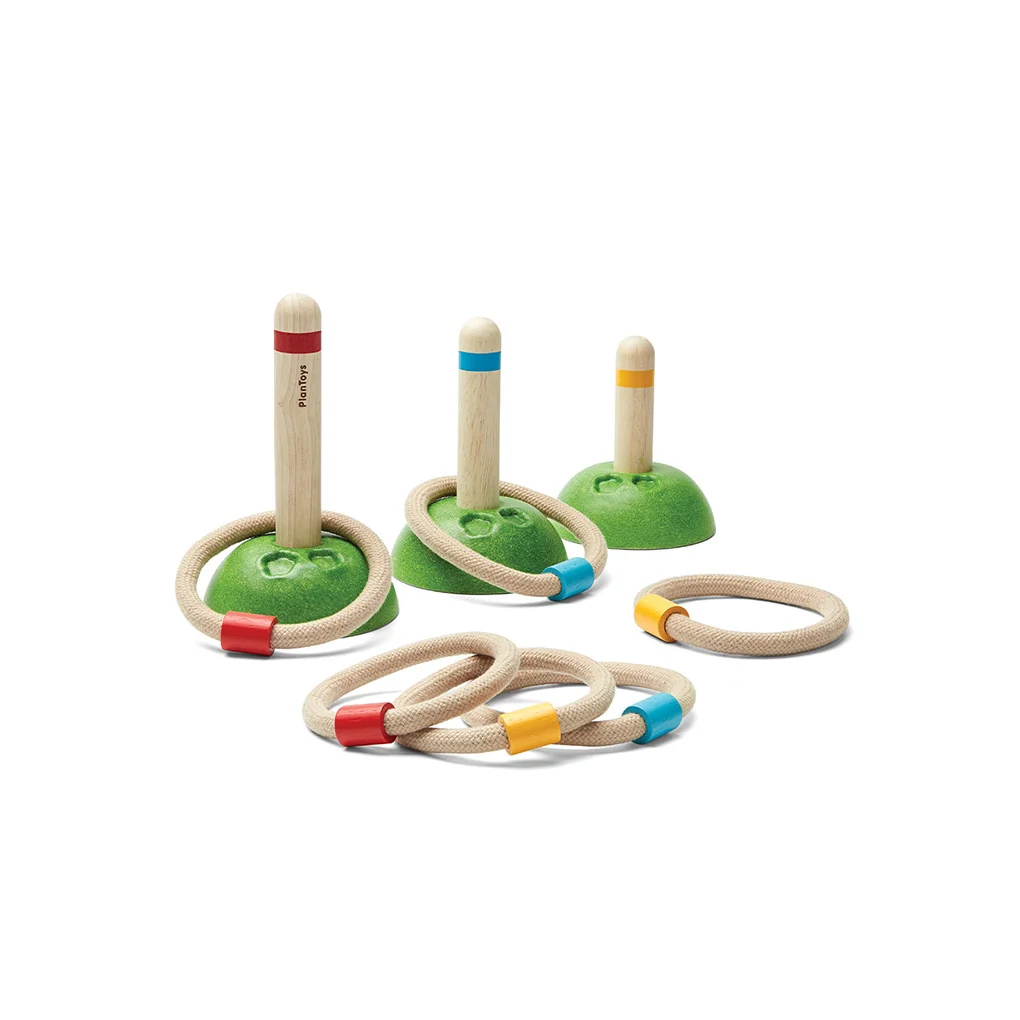 Easy-to-Use PlanToys Wooden Meadow Ring Toss Action Game Stylish