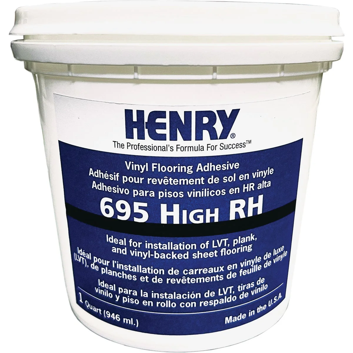 Eco-Friendly Henry 695 High RH Vinyl Floor Adhesive 1 Qt. Flexible