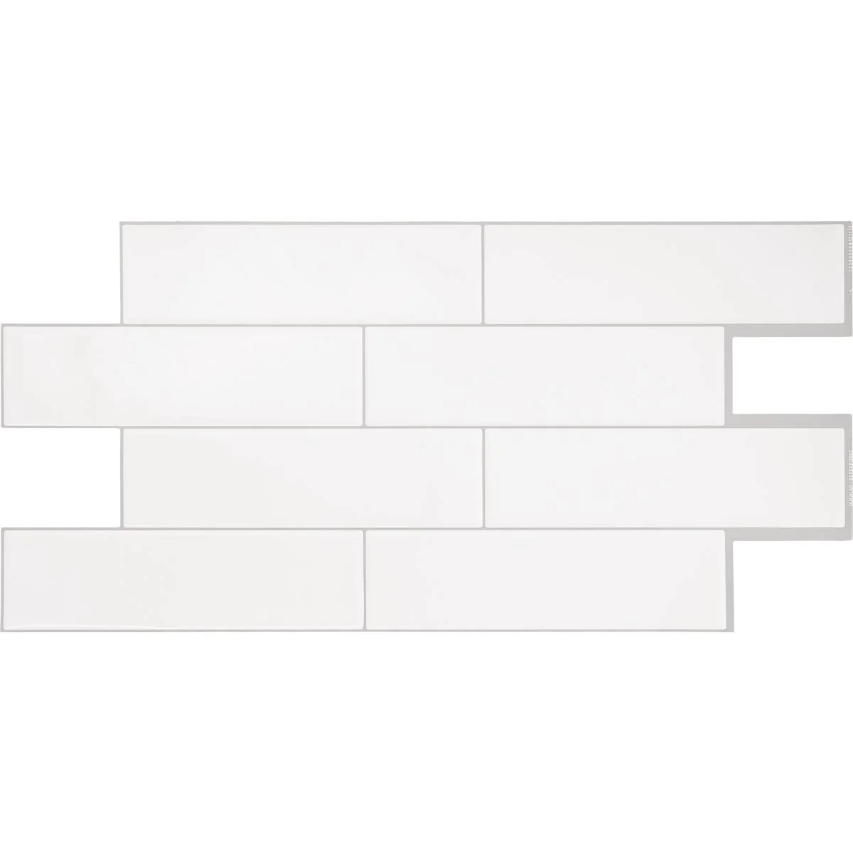 Proven Smart Tiles Approx. 11 In. x 22 In. Glass-Like Vinyl Backsplash Peel Stick Oslo White Subway Tile 2-Pack Smooth