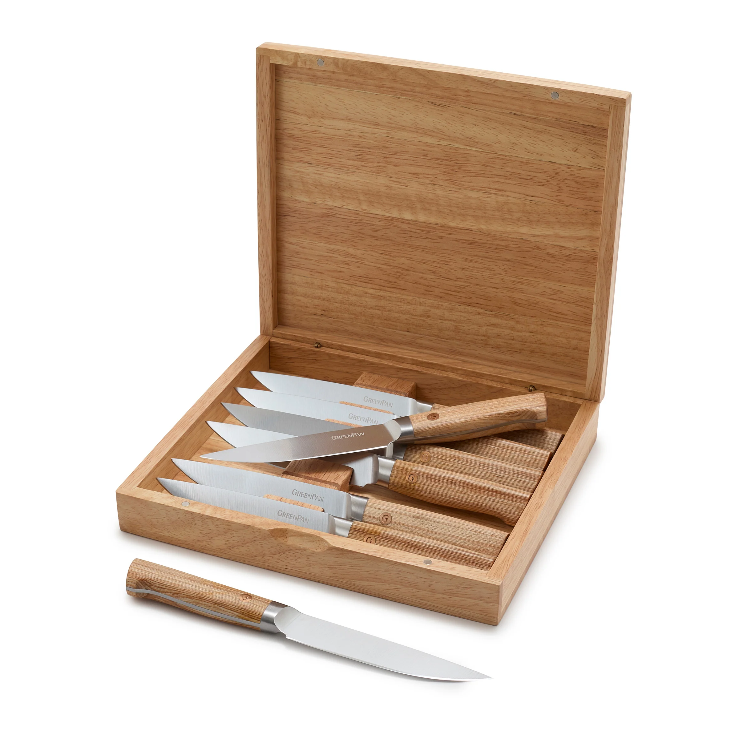GreenPan Elite Light Pakka Wood Steak Knife Boxed Set Stylish