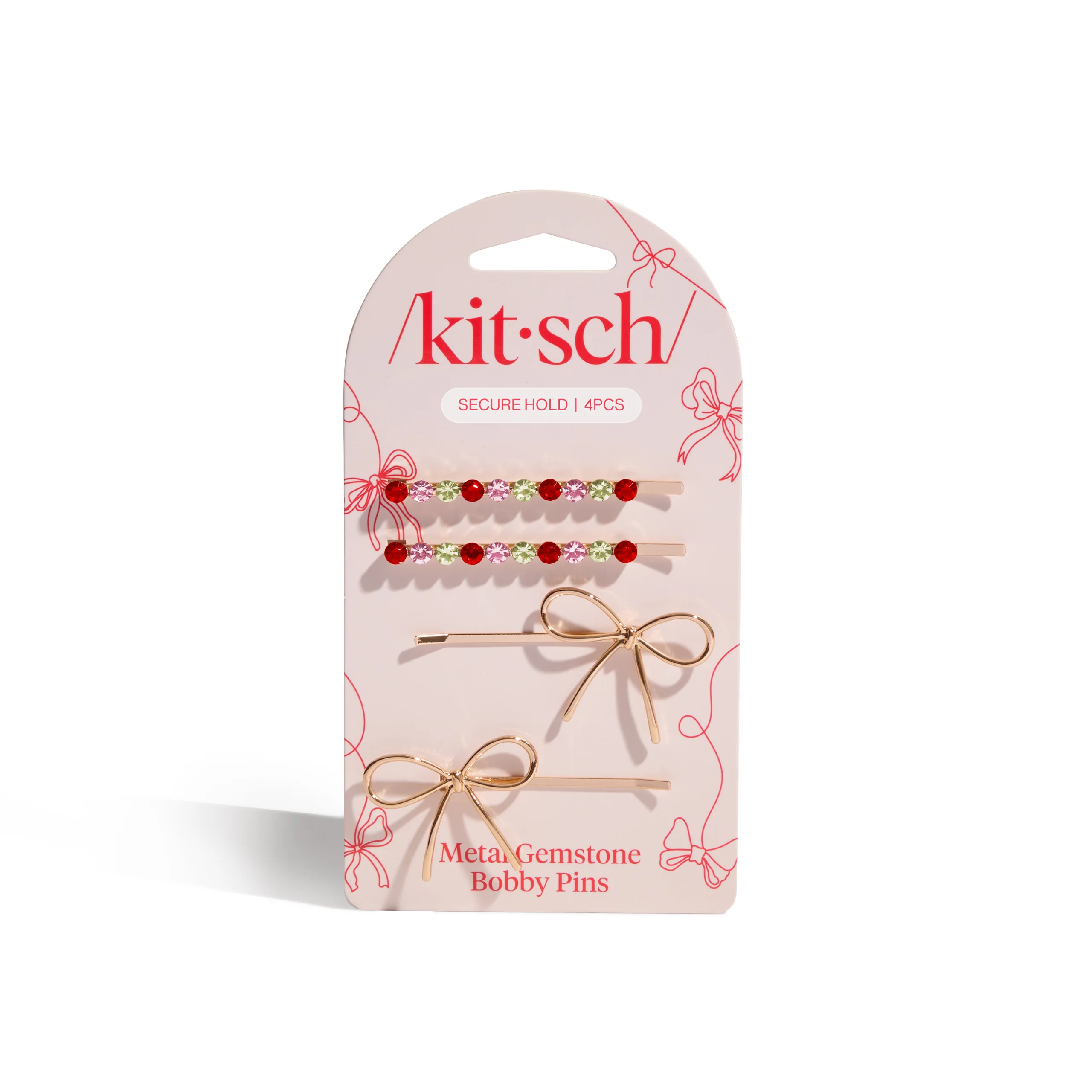 Crafted Kitsch Metal Gemstone and Bow Bobby Pins Effective