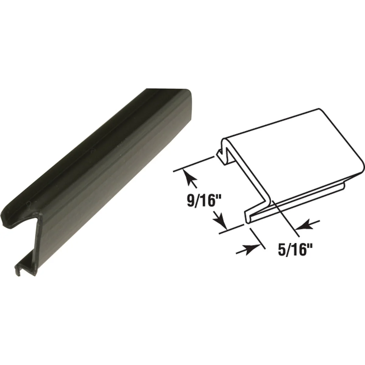 Convenient Prime-Line Make-2-Fit 9 16 In. x 72 In. Black Snap-In Rigid Vinyl Glass Spline Flexible