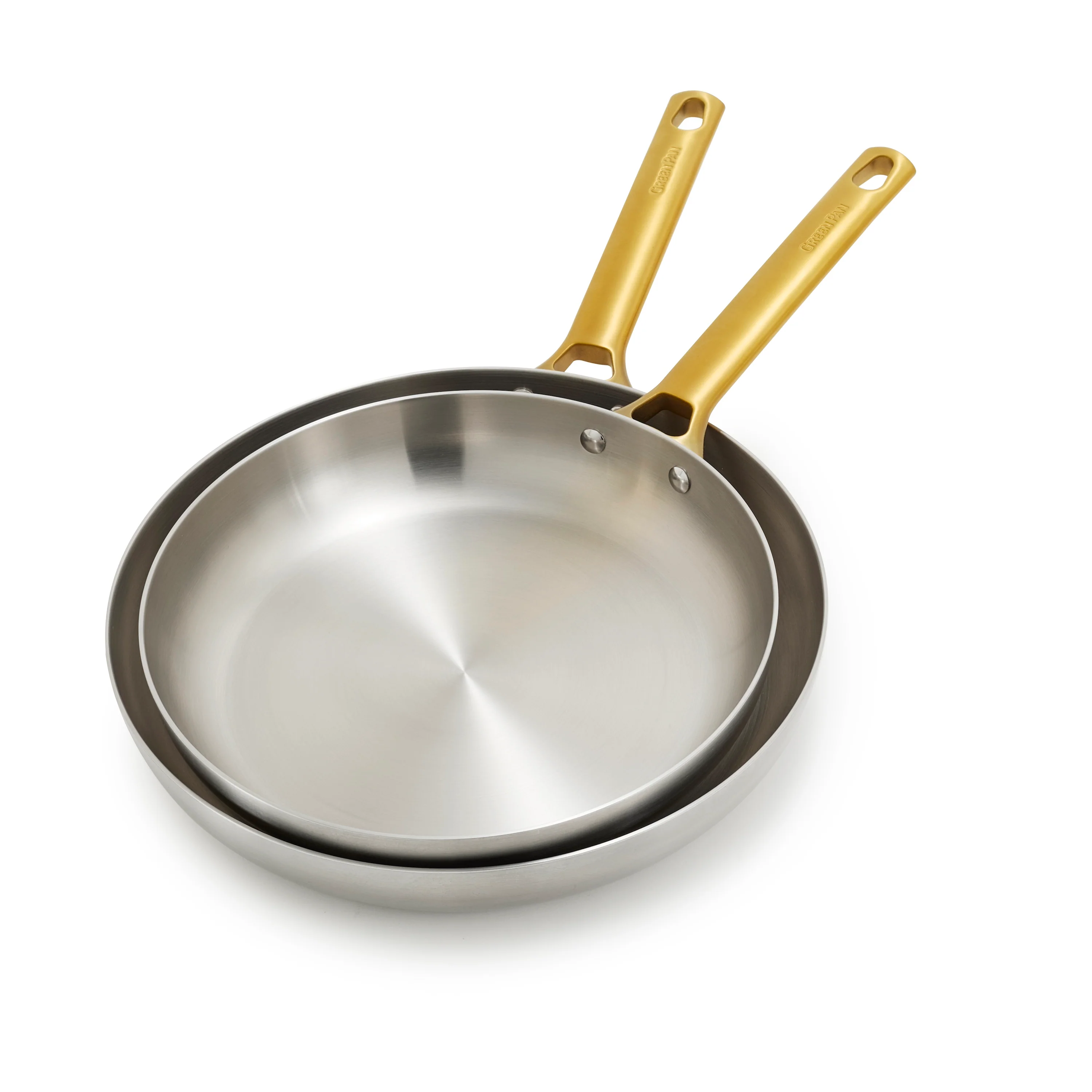 Enhanced GreenPan Reserve Stainless Steel Open Fry Pan Set Classic