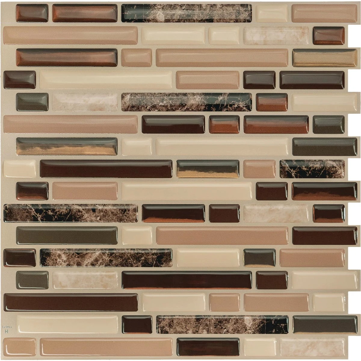 Detailed Smart Tiles Approx. 10 In. x 10 In. Glass-Like Vinyl Backsplash Peel Stick Bellagio Keystone Mosaic 4-Pack User-Friendly