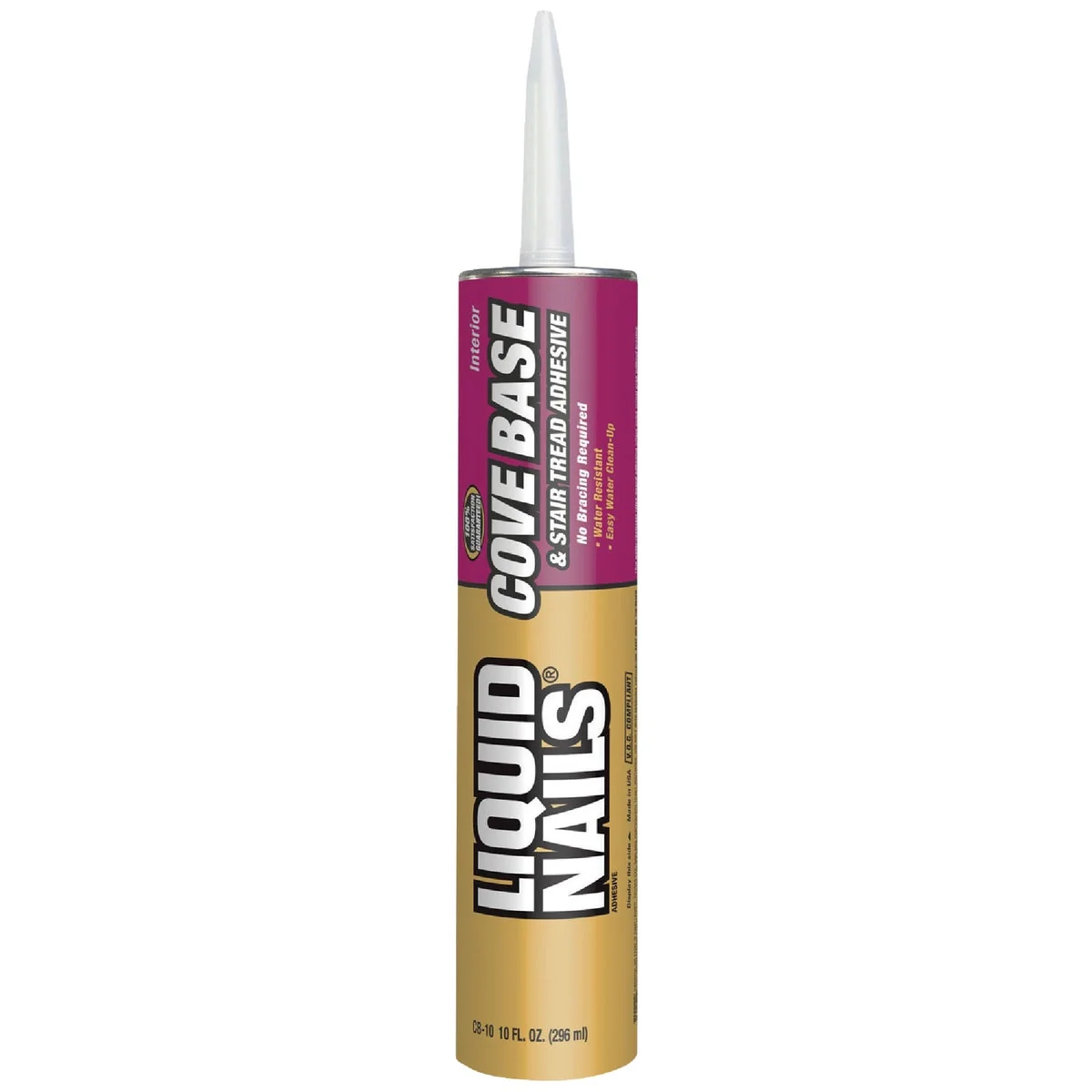 Pure LIQUID NAILS Stair Tread Cove Base Adhesive 10 Oz Detailed