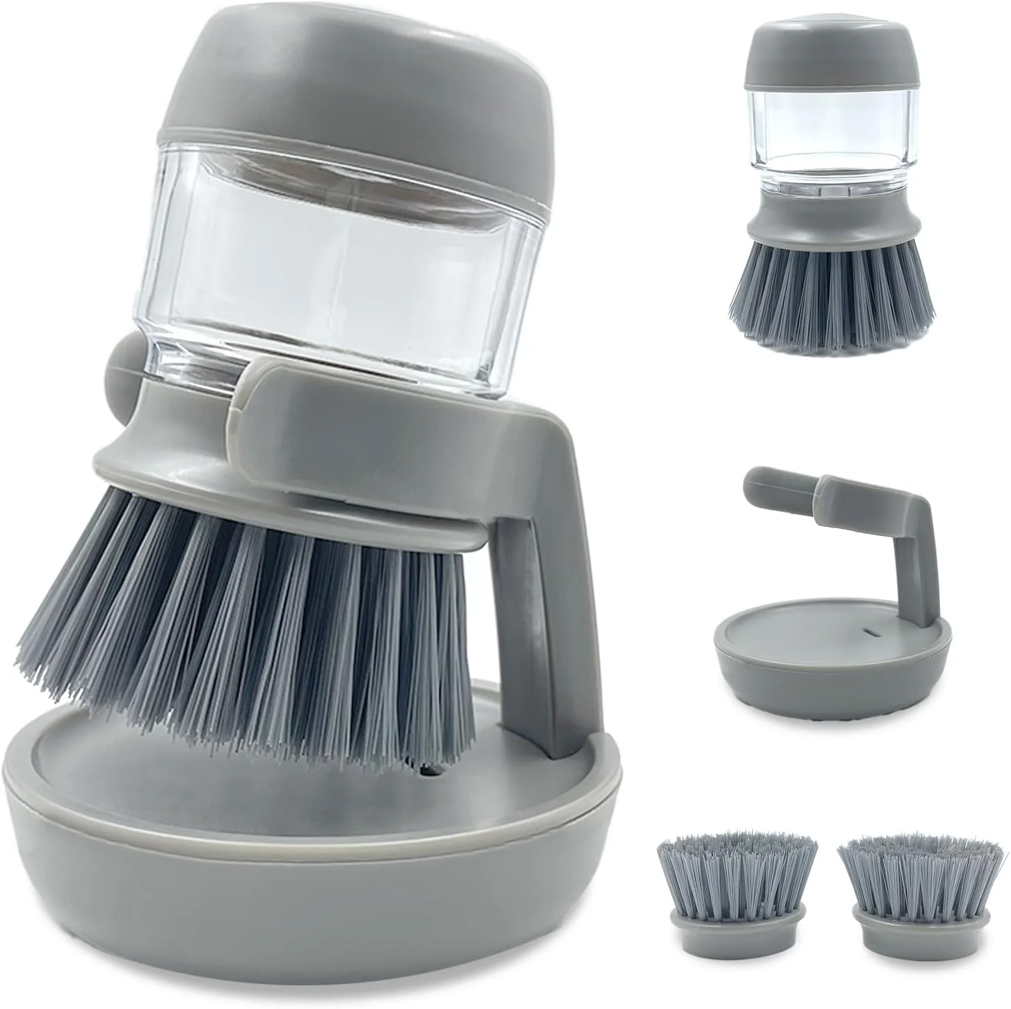 Certified Soap Dispenser with Dish Brush and Storage Bracket Easy to Clean Kitchen Utensils and Sink Gray Optimized