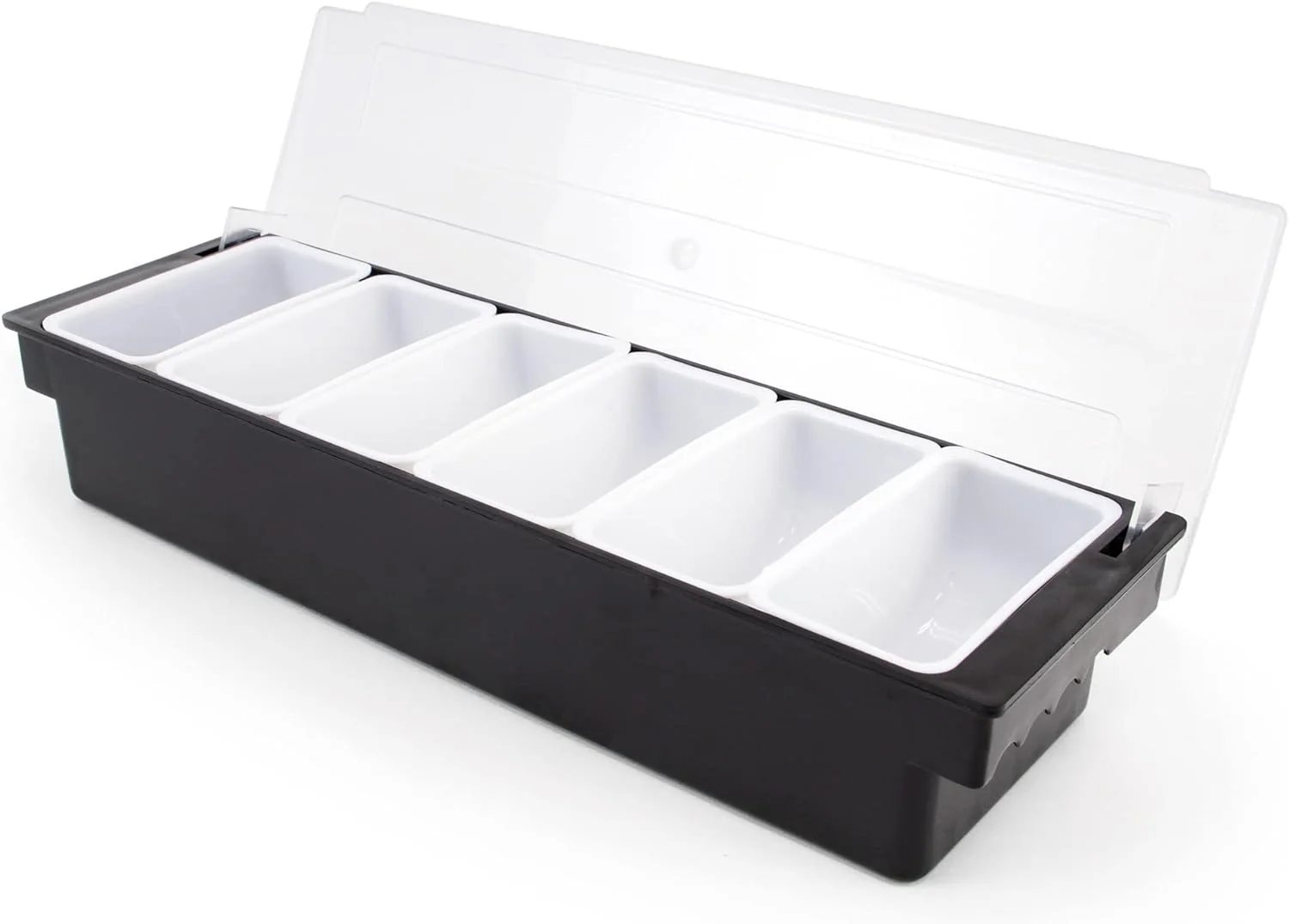 Trendy Cocktailor 6 Tray Bar Top Food Garnish Station with Lid - Condiment Dispender for Bartending Taco Bar Ice Cream Fruit Salad Bar - Topping Organizer for Restaurant Supplies Accessories Safe