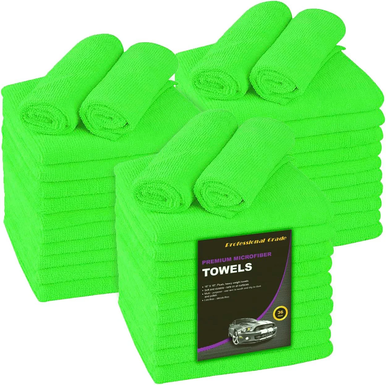 Original Design Blue Horizon Large Microfiber Cleaning Towels 36-Pack Wash Cloths Ultra Soft Plush Microfiber Cleaning Cloth Products Green 16 X 16 First-Class