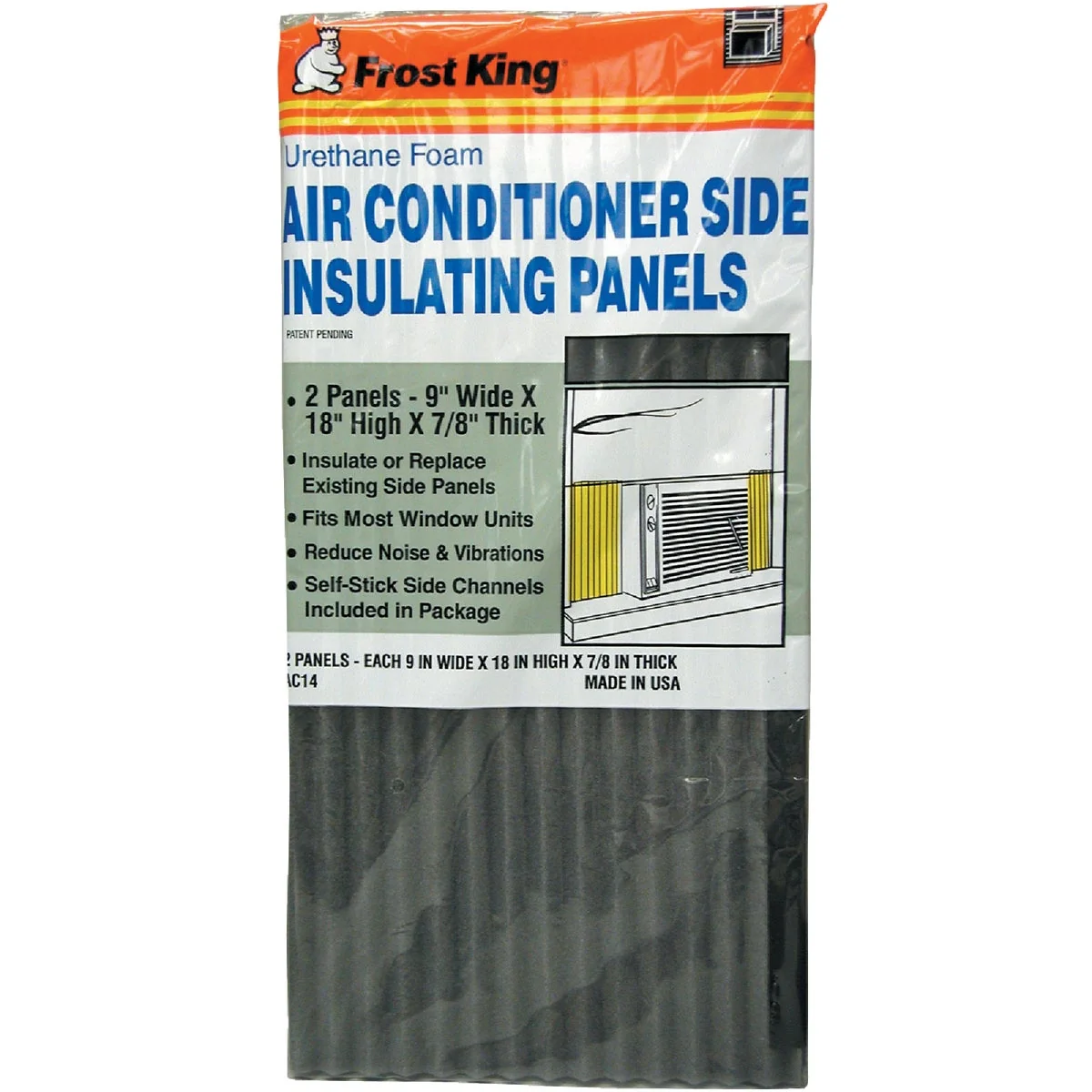 Sustainable Frost King 9 In. W. x 18 In. H. Charcoal Side Air Conditioner Insulating Panel 2-Pack Minimalist
