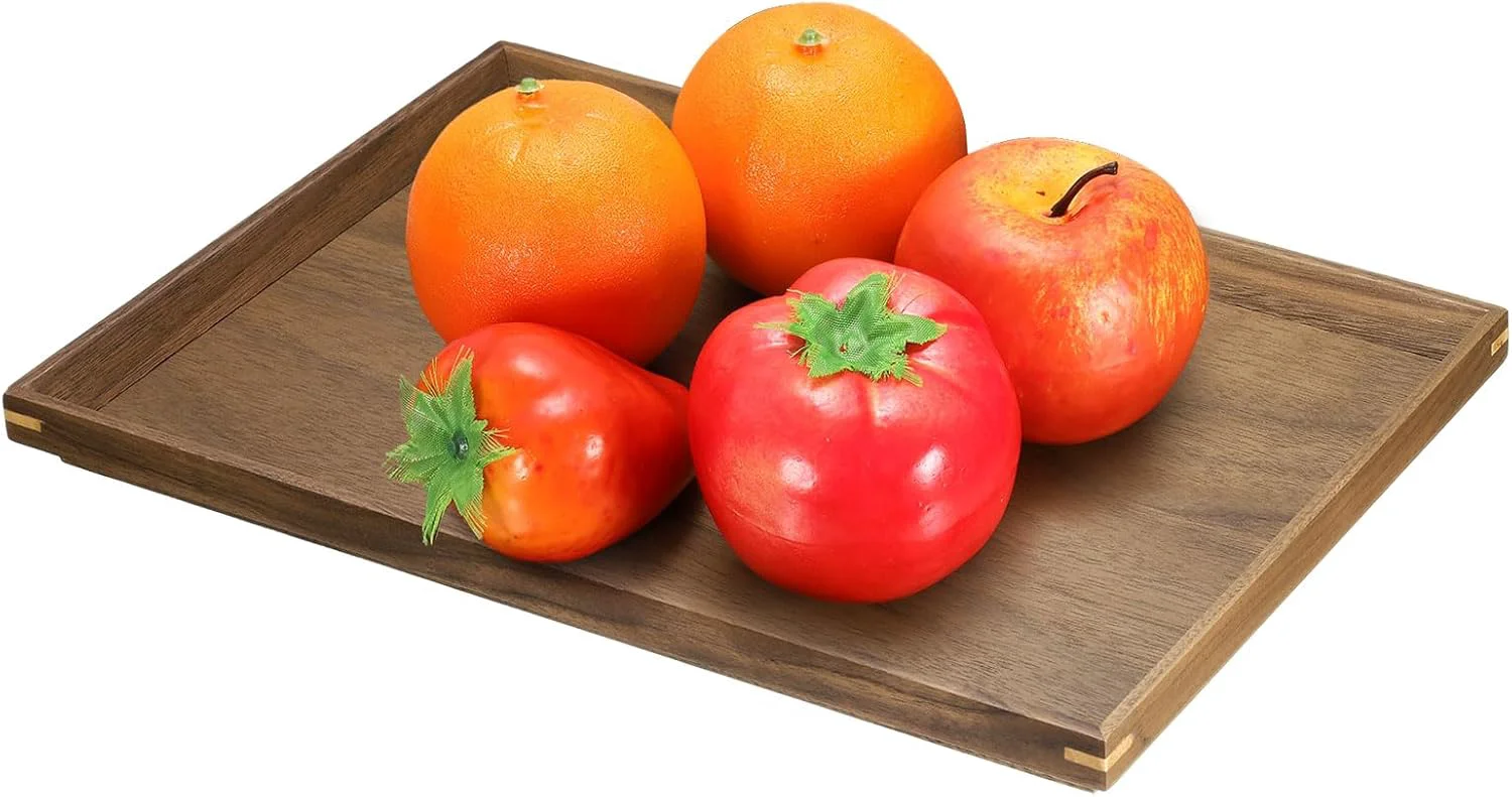 Premium Material uxcell Bamboo Serving Tray 12 x 8 Inch Rectangle Wooden Trays Portable Serving Platters for Food Fruit Snacks Bread Vanity Weddings Picnics Flexible