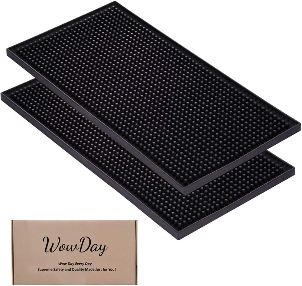 Luxury Bar Mat for Cocktail and Coffee Bar 6 x 12 Rubber Bar Service Spill Mat for Cocktail Bartender Coffee Bar or Countertop Mats Glass Drying Mat Black Dependable