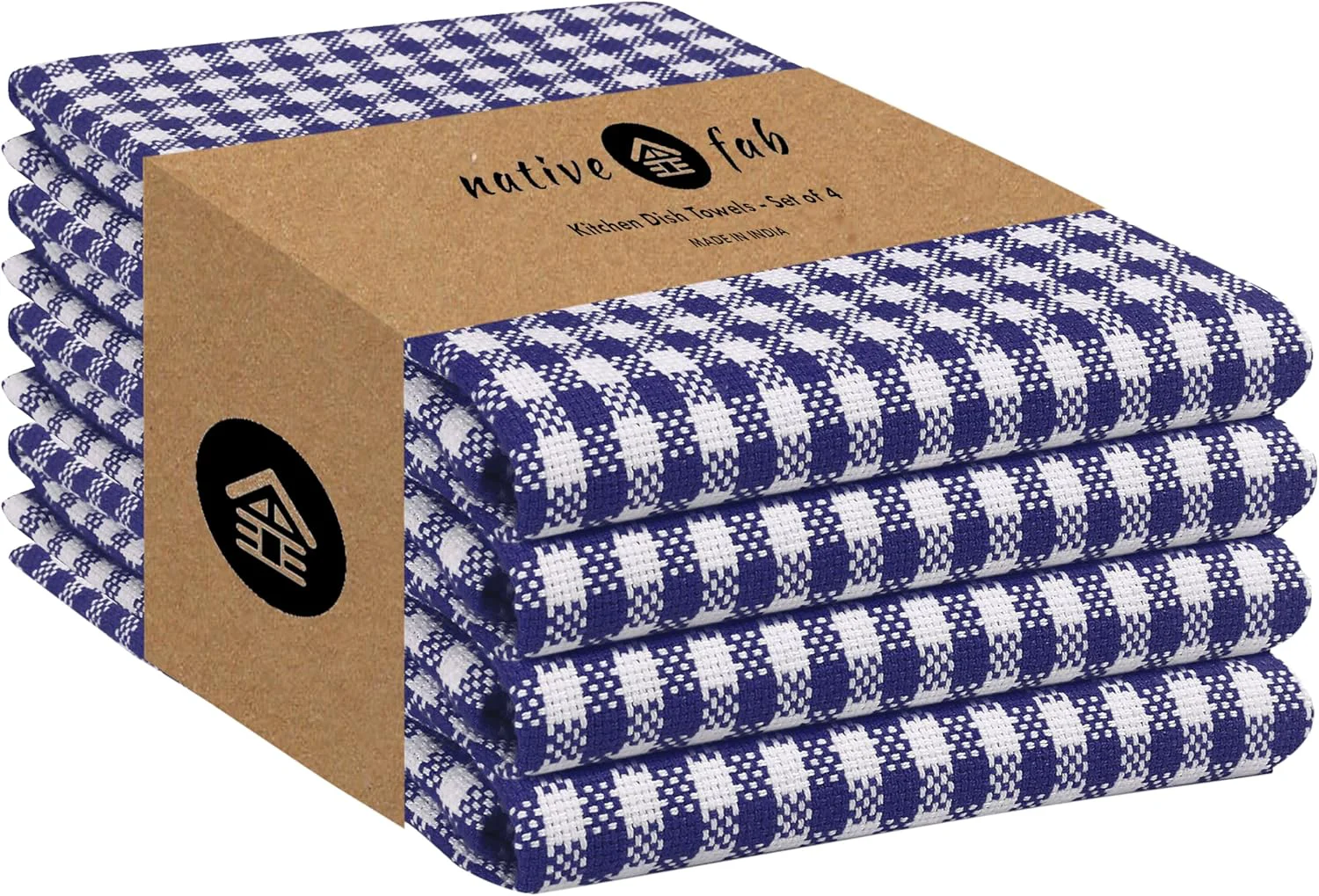 Top-Quality Native Fab Gingham Dish Towels 16x26 inches Set of 4 - Absorbent Washable Dishcloths Dish Towels for Quick Drying Dishes Recyclable