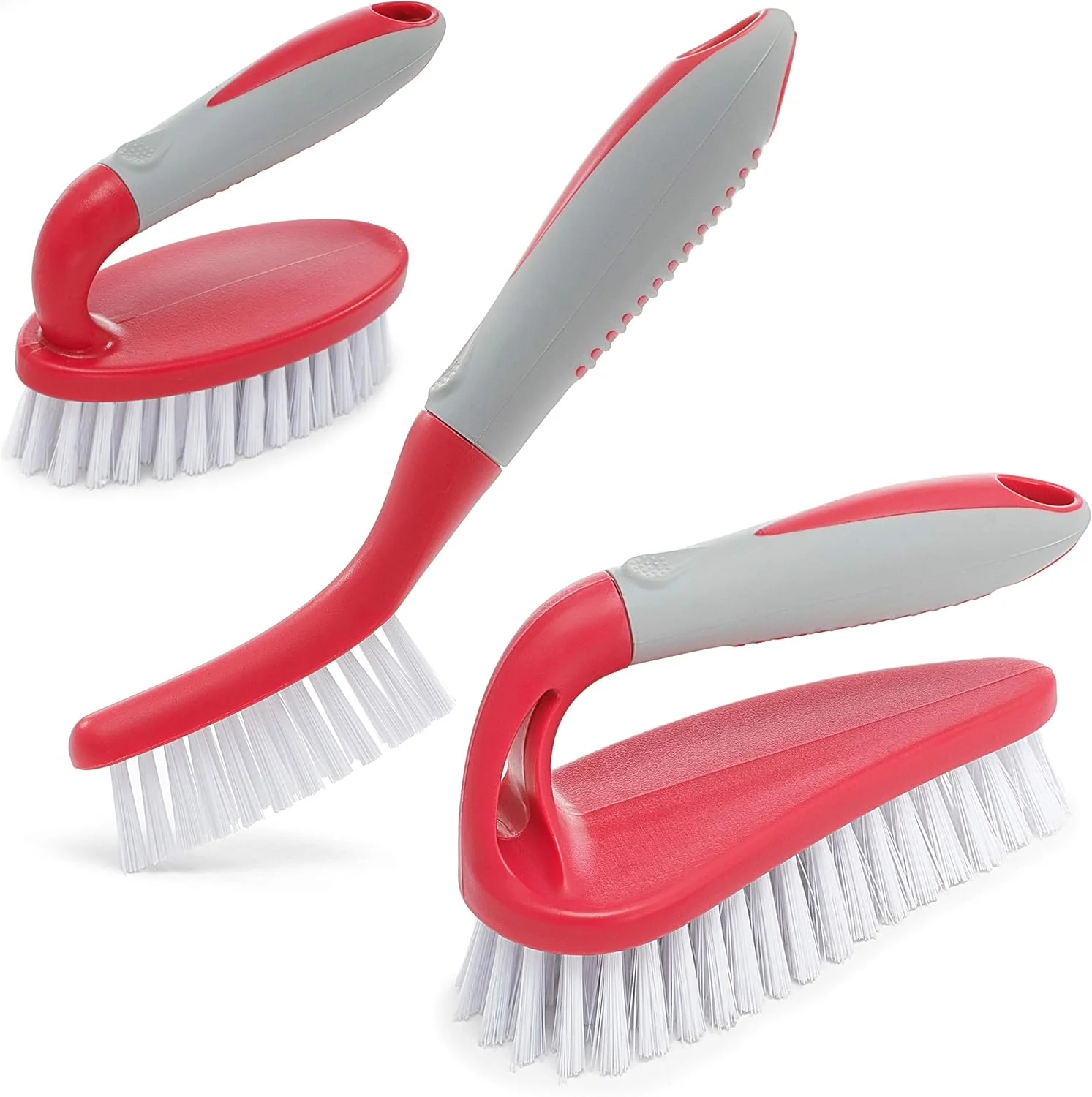 Long-Lasting Scrub Brush Set of 3pcs - Cleaning Shower Scrubber with Ergonomic Handle and Durable Bristles - Grout Cleaner Brush Proven