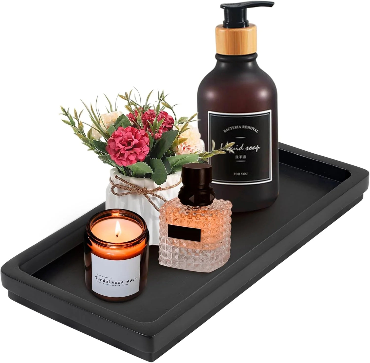 Original Design Acacia Wood Decorative Vanity Tray - 11.8 x 5.9 inches Suitable for Countertop Bathroom Sink Dresser Toilet Tank Sustainable