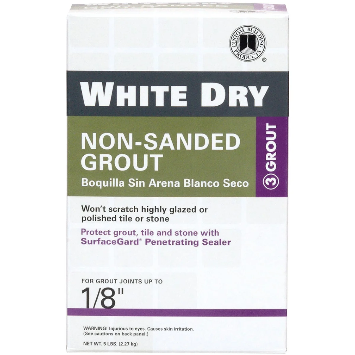 Eco-Friendly Custom Building Products White Dry 5 Lb. White Non-Sanded Tile Grout High-End