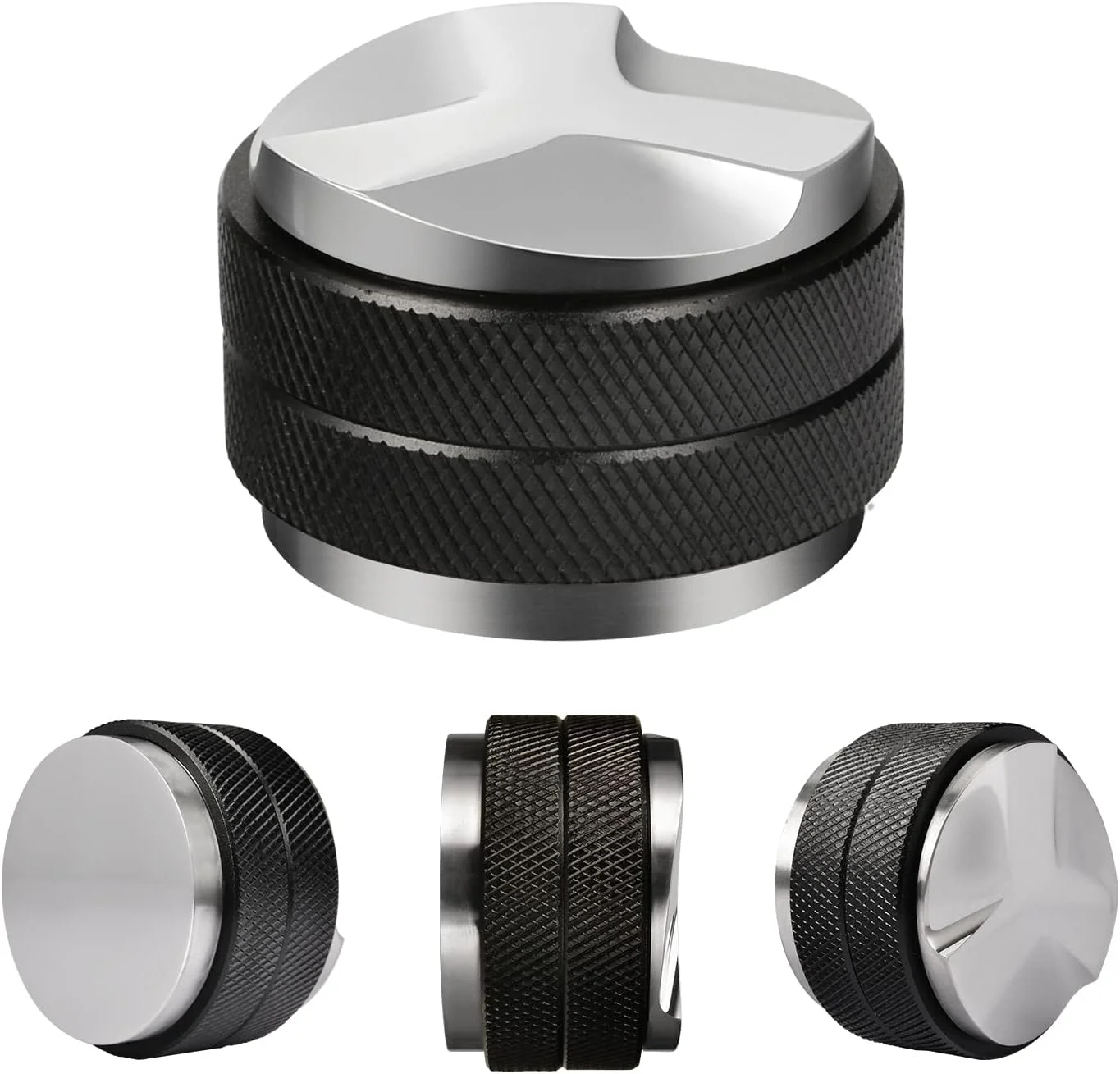 Solid 51mm Espresso Tamper Coffee Distributor Adjustable Height Coffee Leveler Fits with Two-in-one Double-head and Flat-bottom Three Leaf for Macaroons Top-Quality