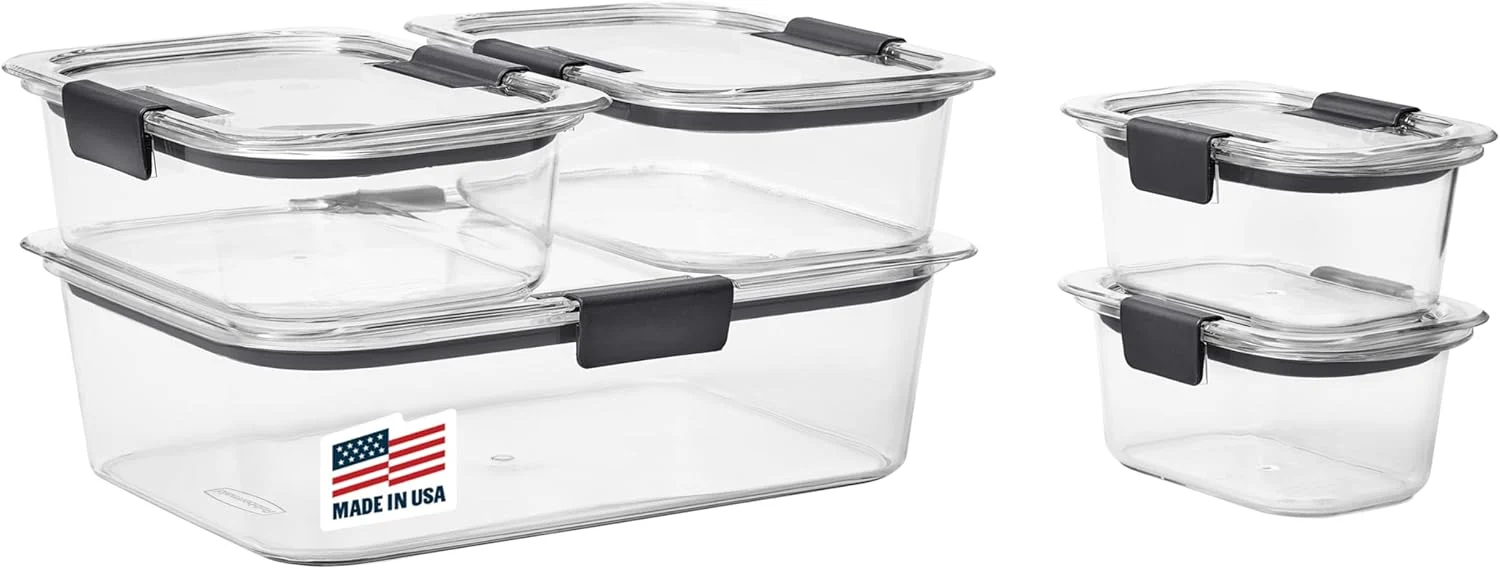 Premium Rubbermaid Brilliance Food Storage Containers Set of 5 10 Pieces BPA- Leak-Proof Clear Sophisticated