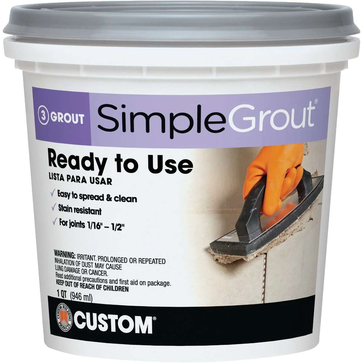 Casual Custom Building Products Simplegrout Quart Haystack Pre-Mixed Tile Grout Professional