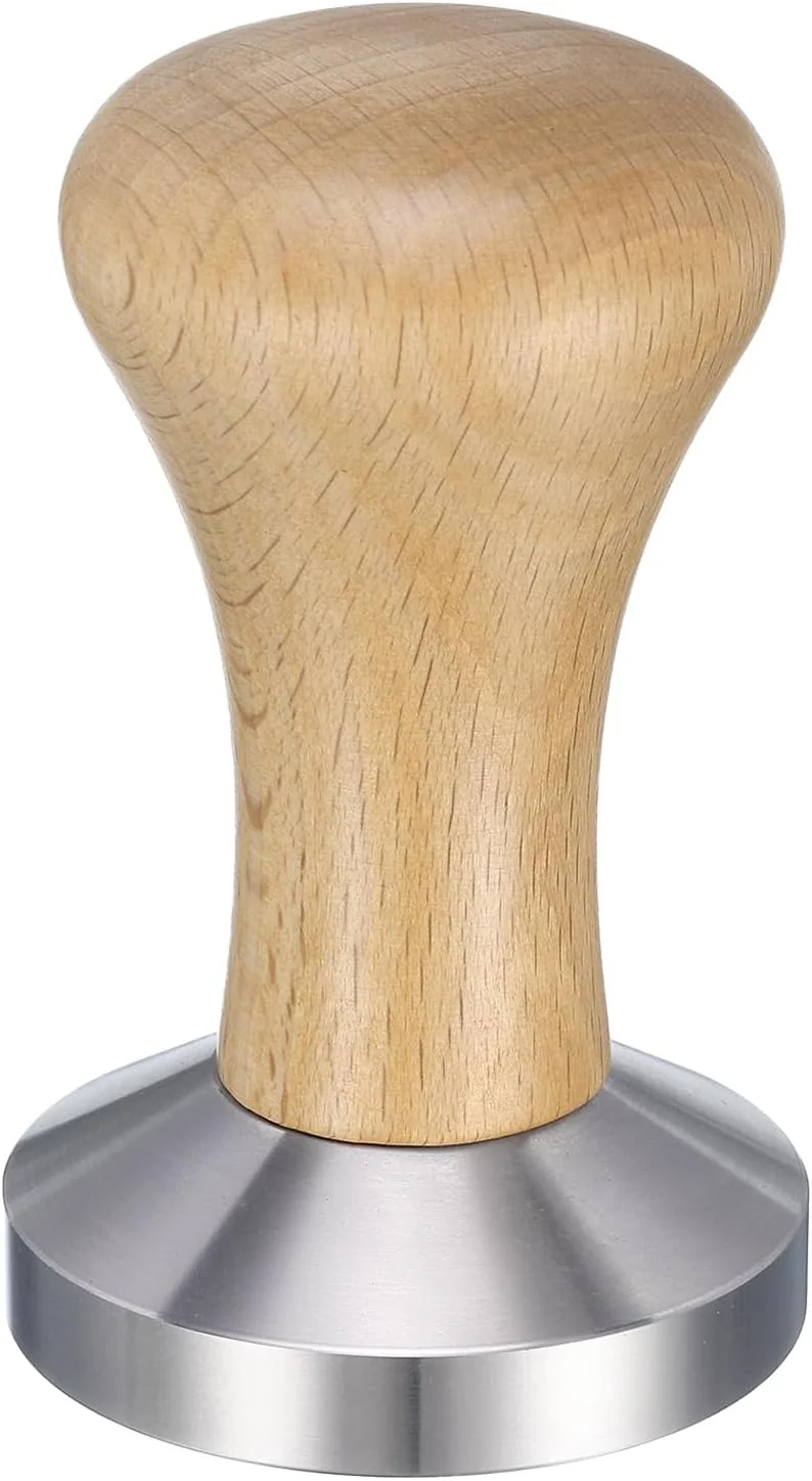 Enhanced uxcell 51mm Espresso Tamper Stainless Steel Press Tool Tamper with Wooden Handle Espresso Accessories for Baristas Home Shops Cafe Flat Base Fine