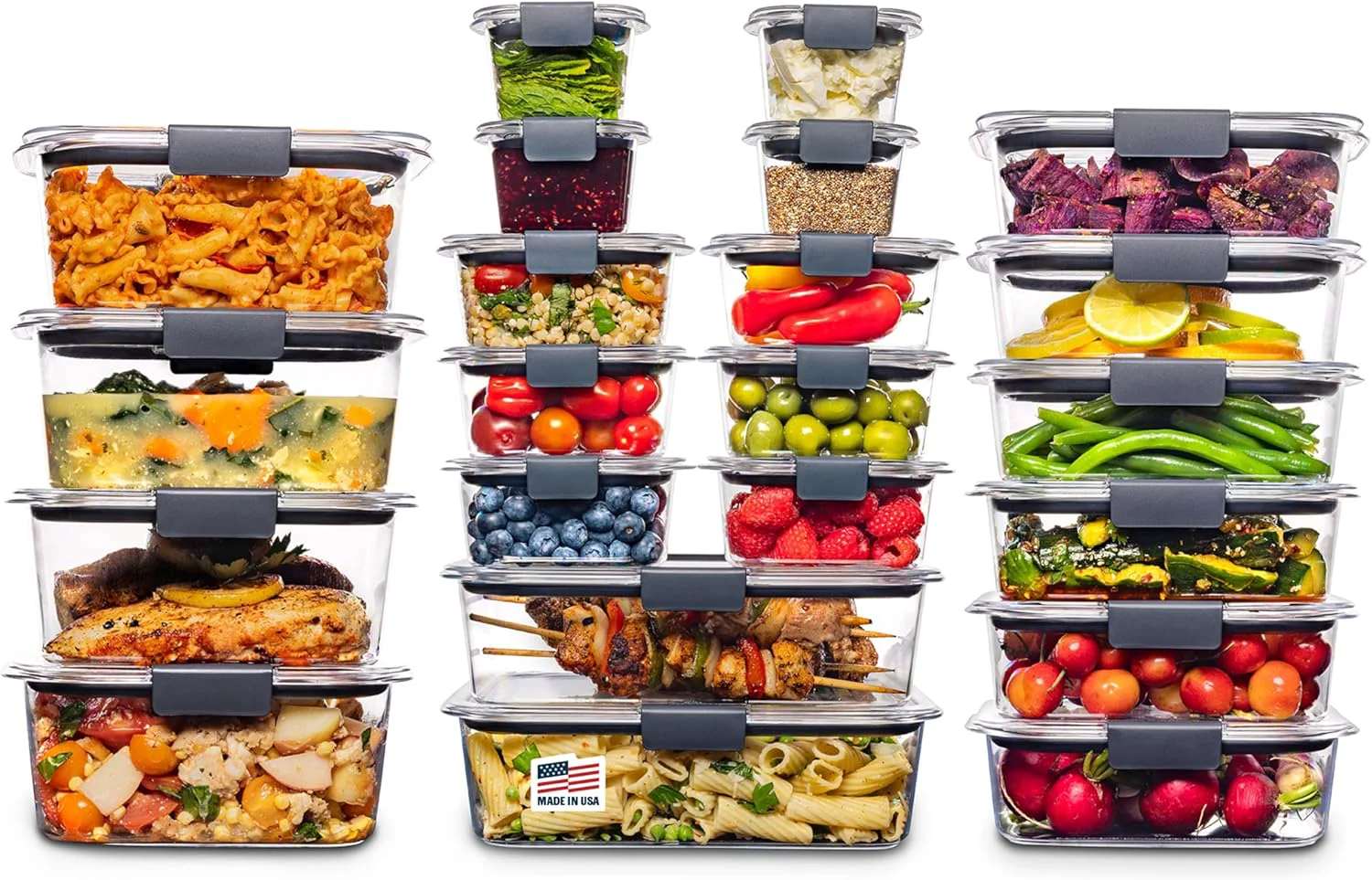Smart Rubbermaid Brilliance BPA 44-Piece Food Storage Containers Set Airtight Leak-Proof with Lids for Meal Prep Lunch and Leftovers Classic