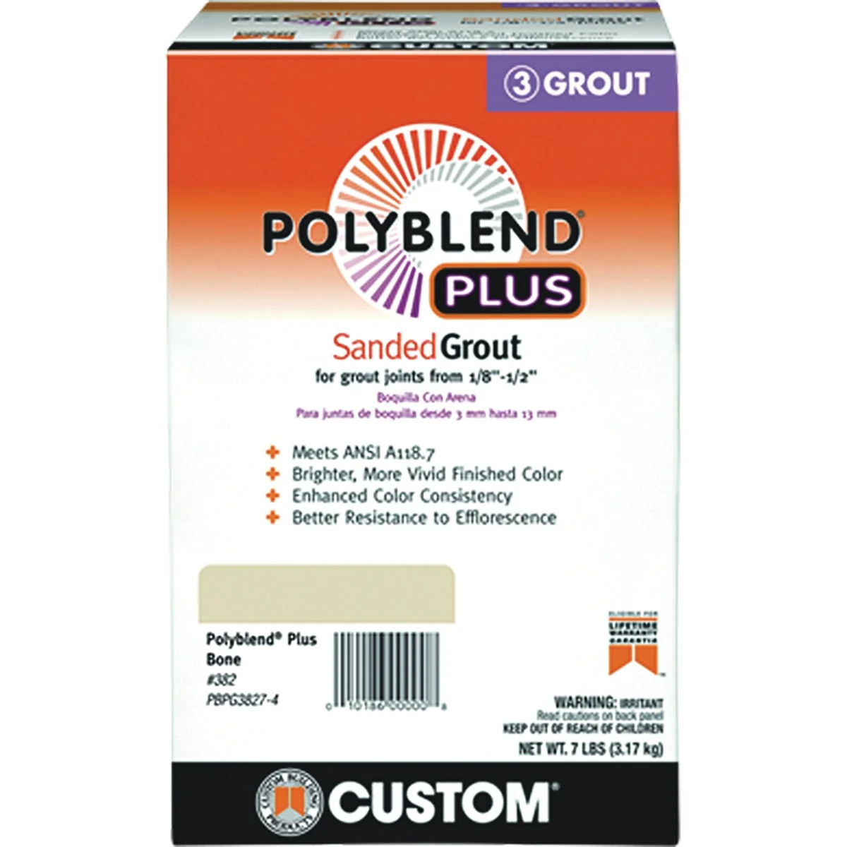 Casual Custom Building Products PolyBlend PLUS 7 Lb. Platinum Sanded Tile Grout Prestigious