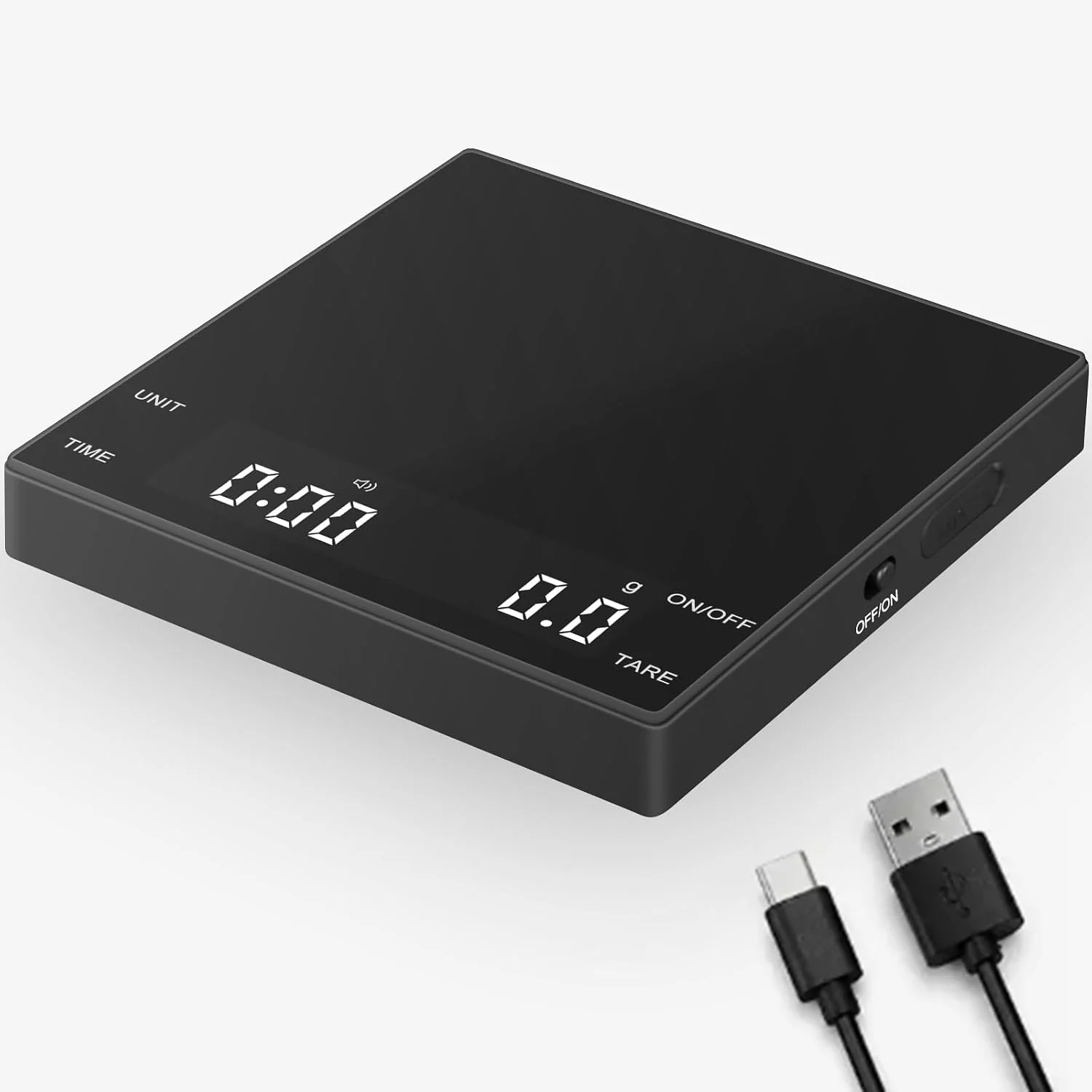 Specialty Coffee Scale with Timer 0.1g Precision Mini Espresso Scale Compact USB-C Rechargeable Digital Kitchen Gram Meter 6 Units Fits Drip Tray for Pour Over Barista Matcha Bean Brewing Unique