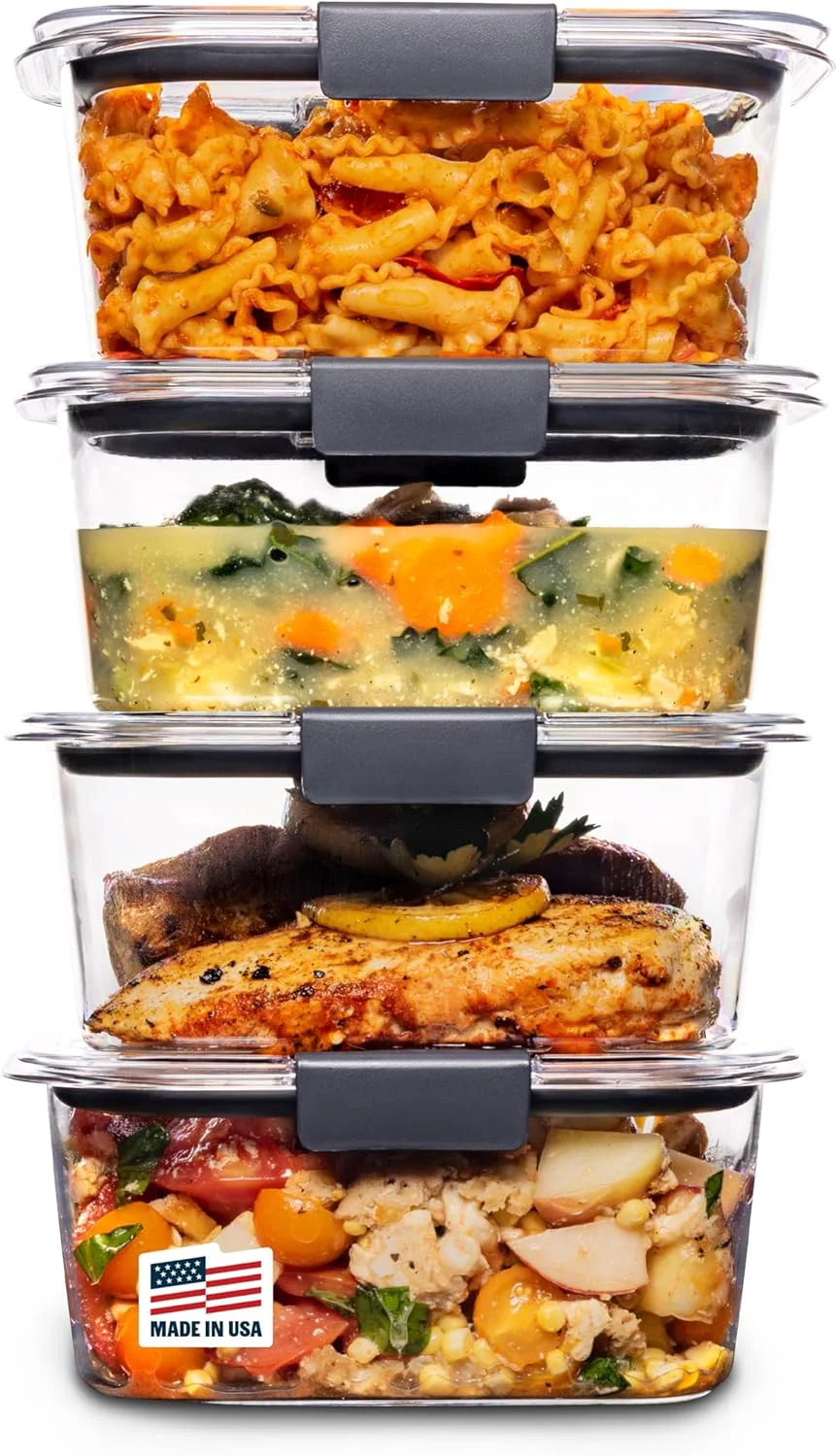 Carefully Designed Rubbermaid Brilliance BPA Airtight Food Storage Containers with Lids Set of 4 4.7 Cup I for Lunch Meal Prep and Leftovers Breathable