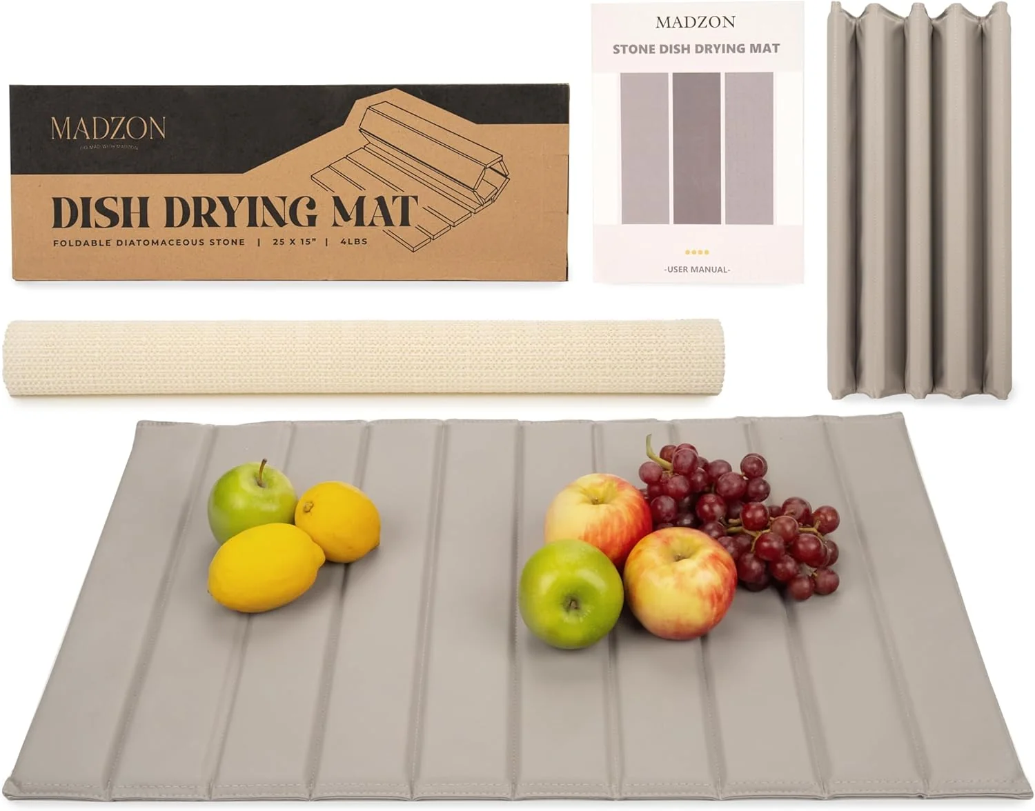 Healthy 25 x 15 Large Stone Dish Drying Mat for Kitchen Counter - Quick Dry Super Absorbent Diatomaceous Earth Pad for Dishes Comfortable