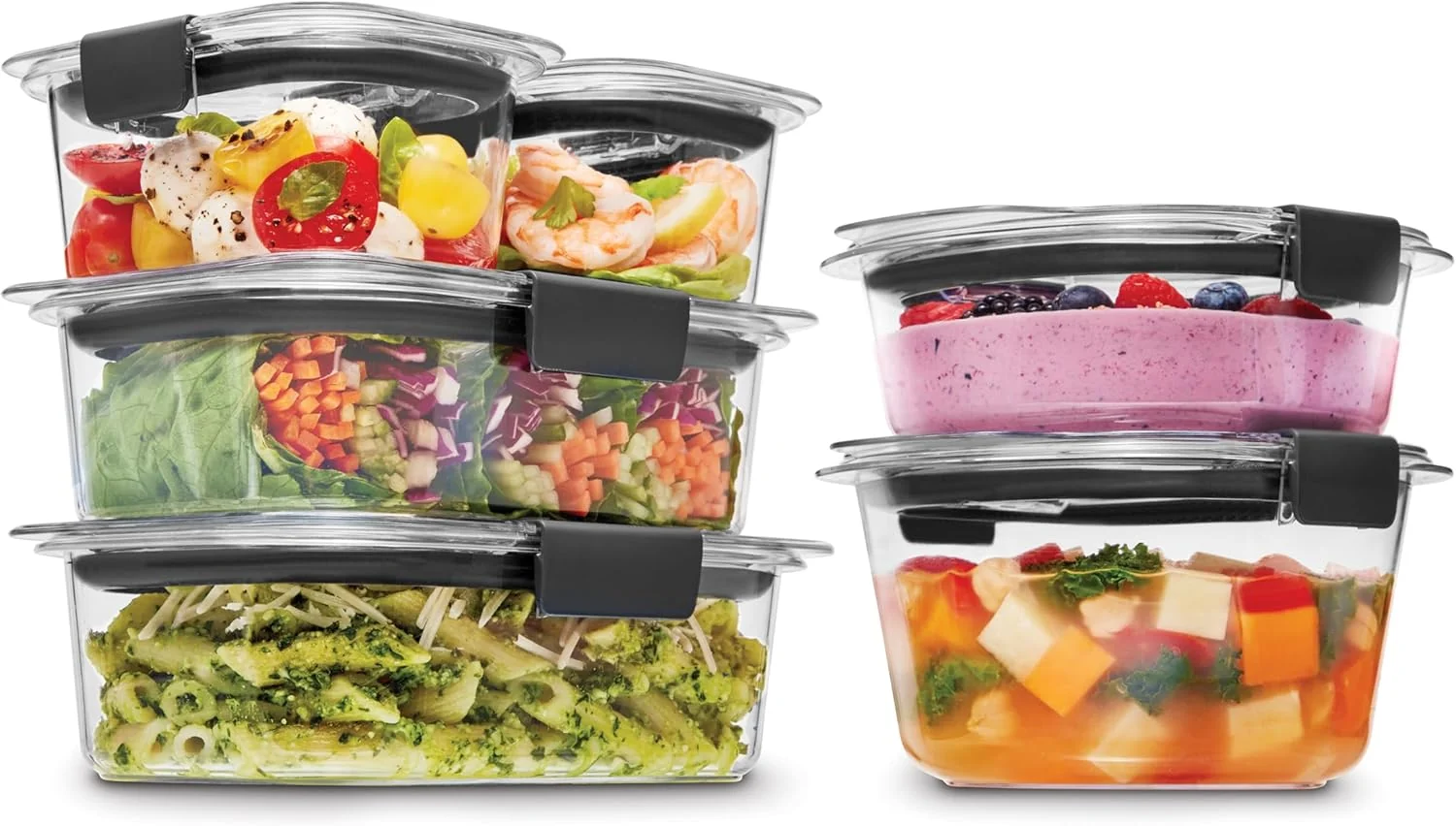 Convenient Rubbermaid Brilliance® Round and Rectangular Leak Proof Food Storage Containers 12 Piece Set Reliable
