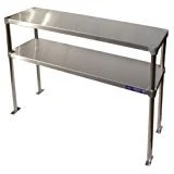 Environmentally Friendly Stainless Steel Adjustable Double Overshelf for Work Table 18 x 48 - Top Mount Contemporary