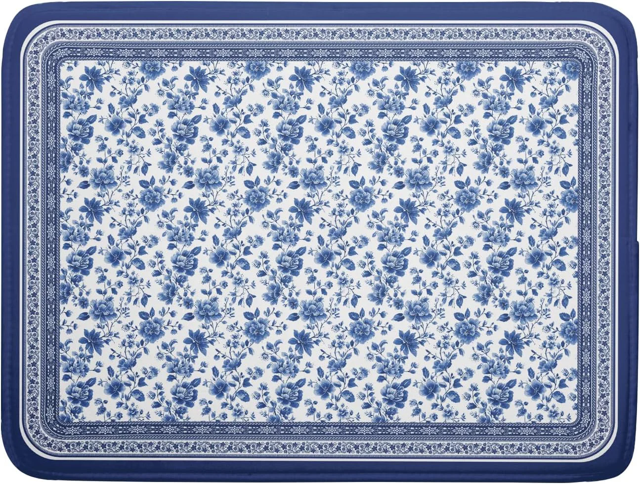 Secure Blue Floral Branches Dish Drying Mat for Kitchen Counter Chinoiserie Pattern Dish Drying Pad 16 x18 Absorbent Vintage Flowers Decor Dishes Drainer Traditional