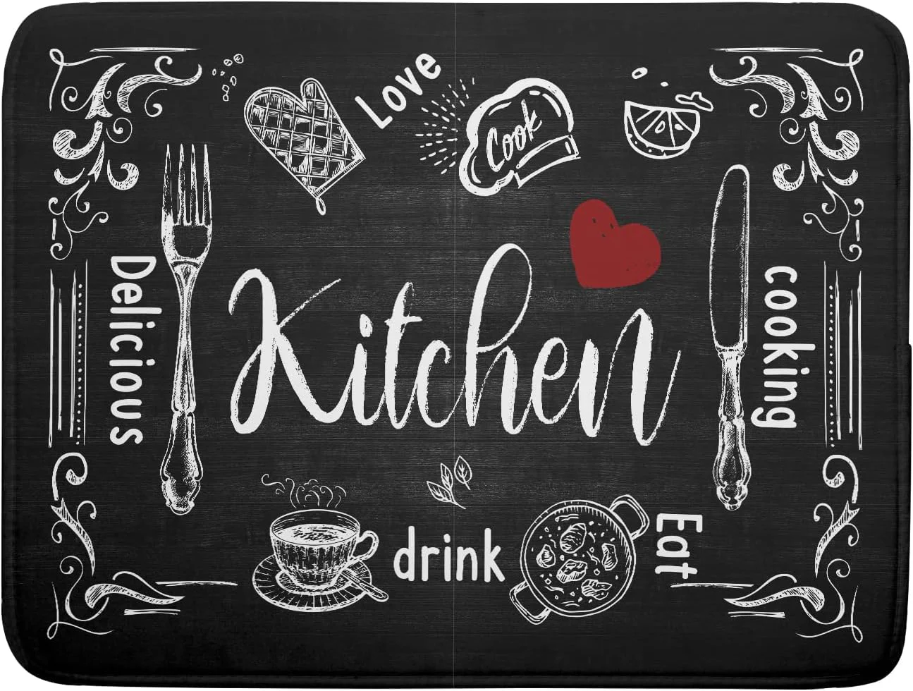 Official Black Coffee Bar Dish Drying Mats for Kitchen Counter 18x24 Inch Kitchen Drying Mat Specialty