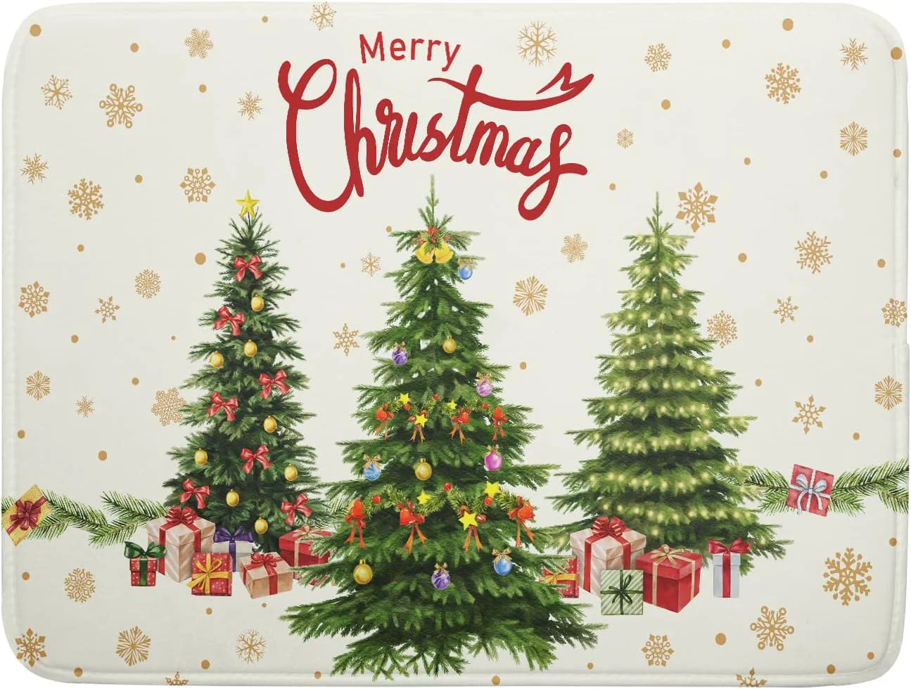 High-Quality Merry Christmas Dish Drying Mats for Kitchen Counter 16x18 Inch Christmas Tree Dish Drainer Mats Dry Pad Xmas Forest Drying Mat for Dish Christmas Verified
