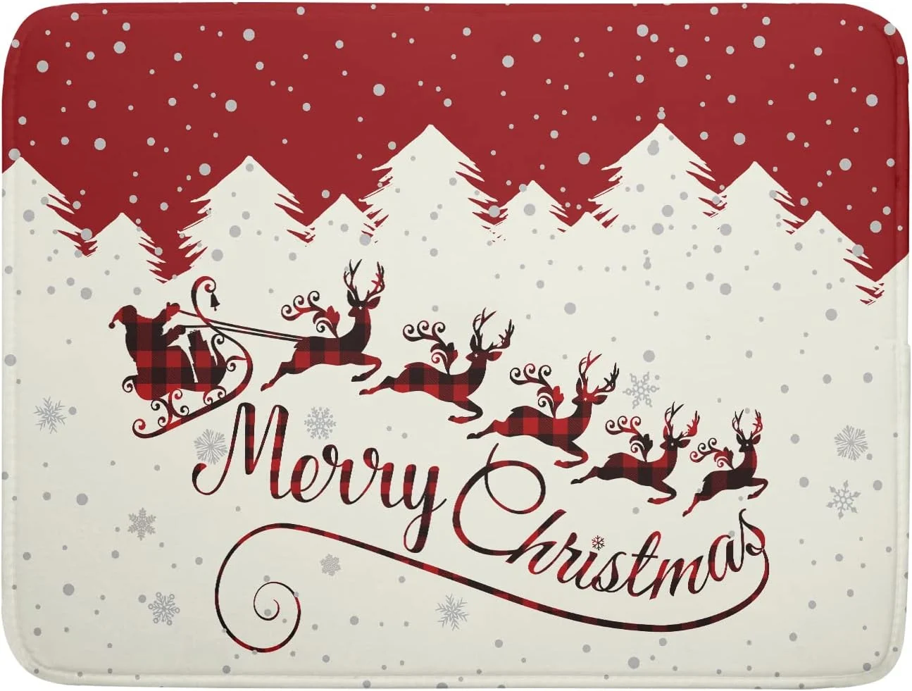 Comfortable Christmas Moose Dish Drying Mat 16x18 Inch Cute Christmas Elk Drying Mat for Kitchen Counter Xmas Winter Santa Claus Absorbent Reversible Microfiber Healthy